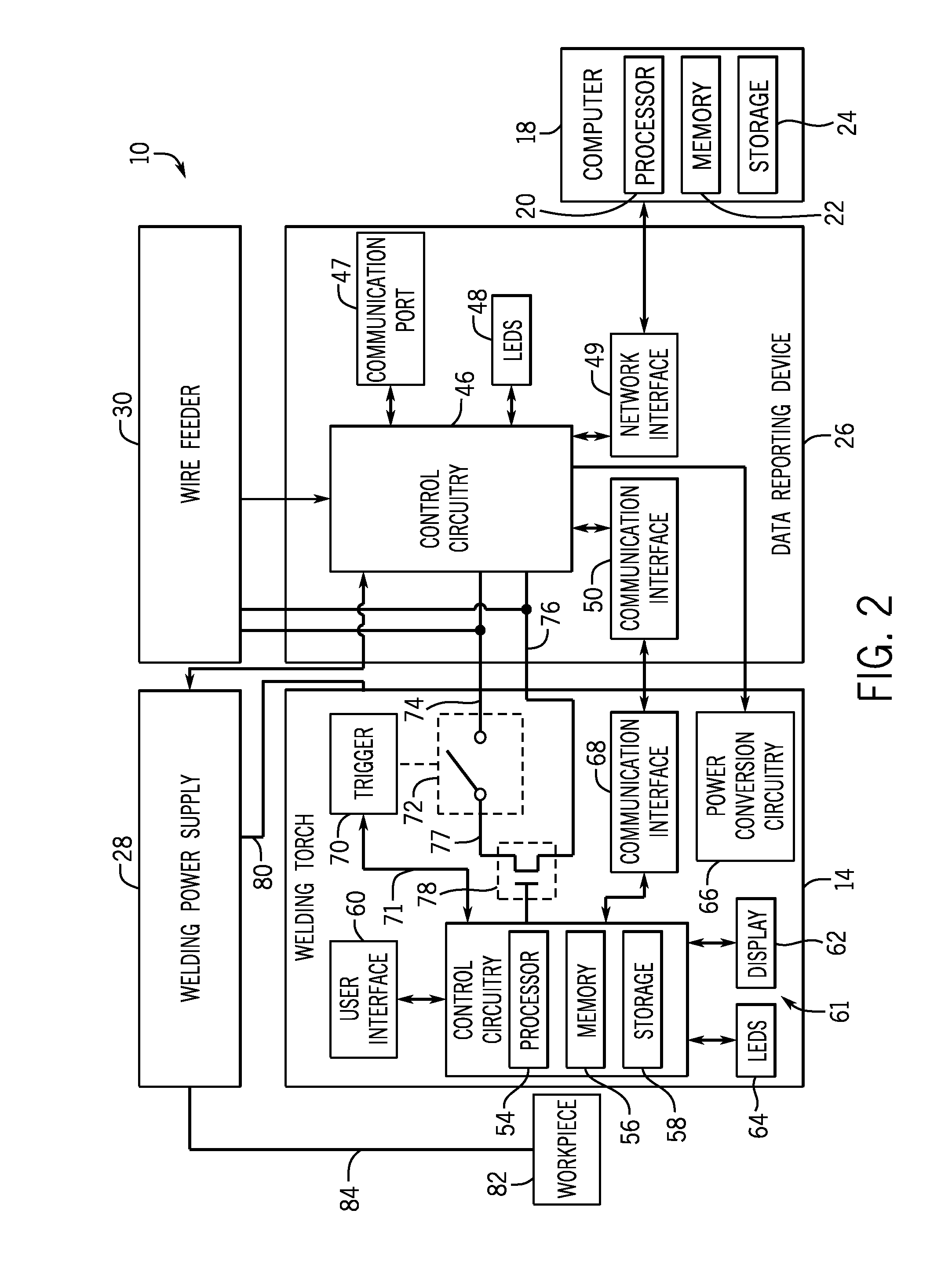 Welding torch for a welding training system