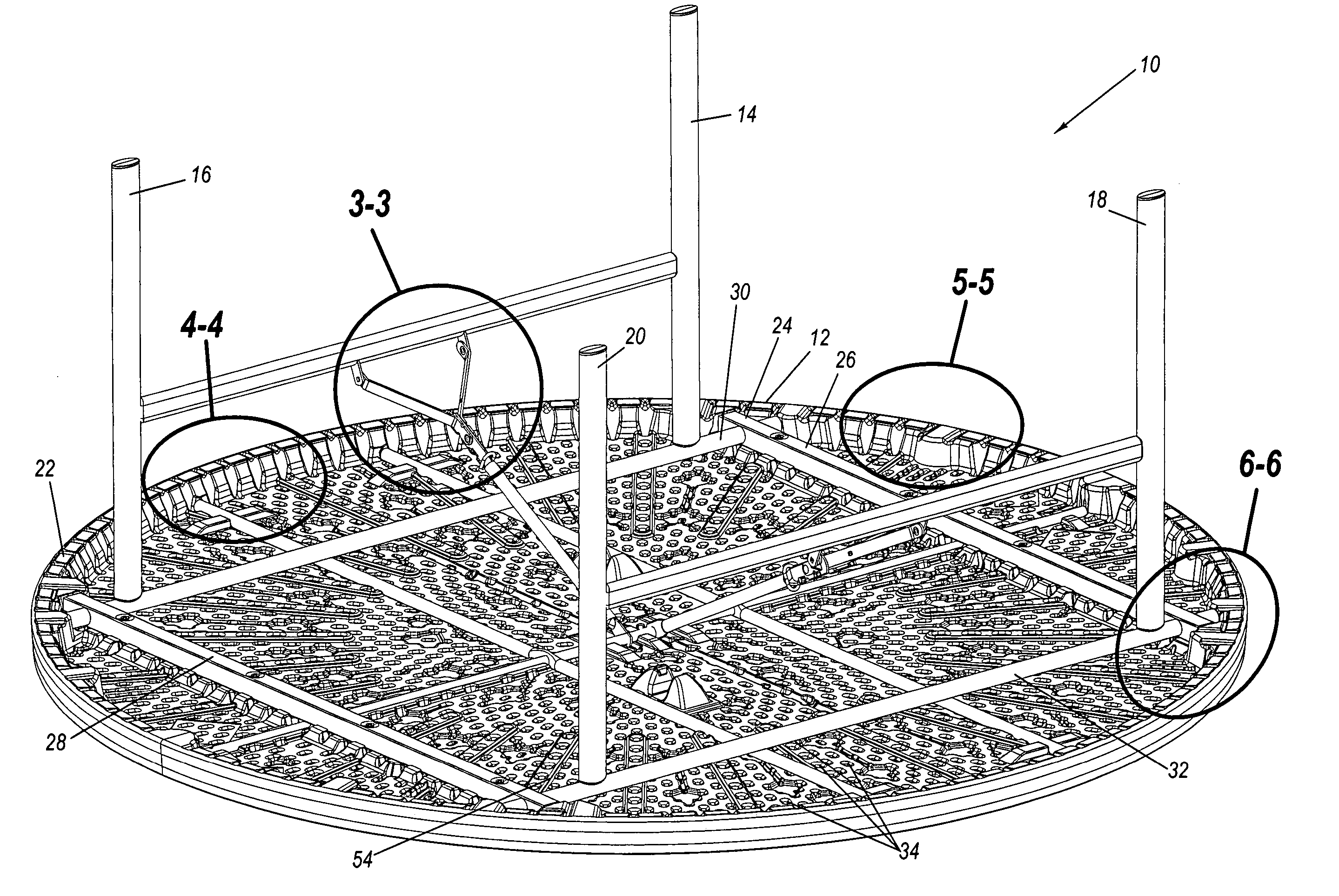 Table with edge support structures