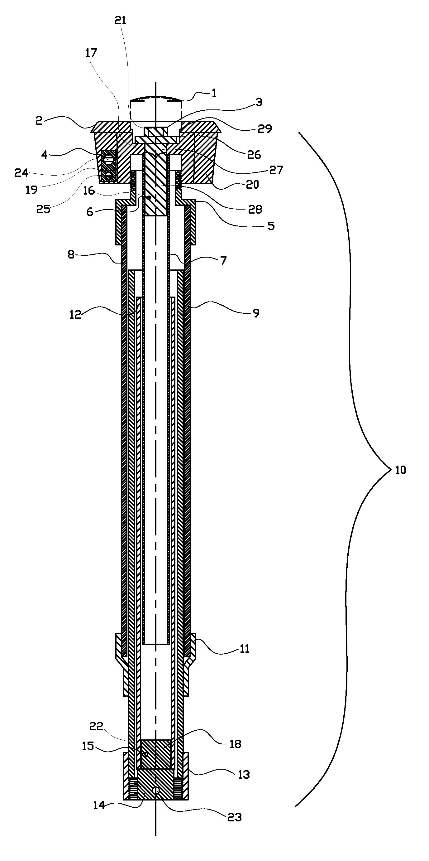 Top operating telescoping adjustable valve box and valve stem assembly