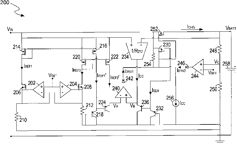 Charging system and charging circuit for batteries, as well as method for controlling charging of the battery