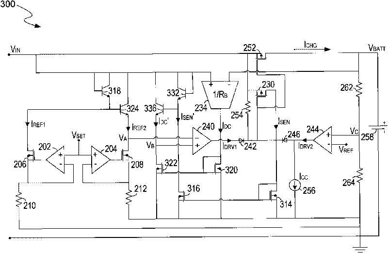 Charging system and charging circuit for batteries, as well as method for controlling charging of the battery