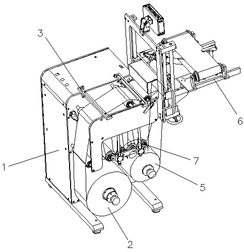 Label printing, stripping and sticking all-in-one equipment