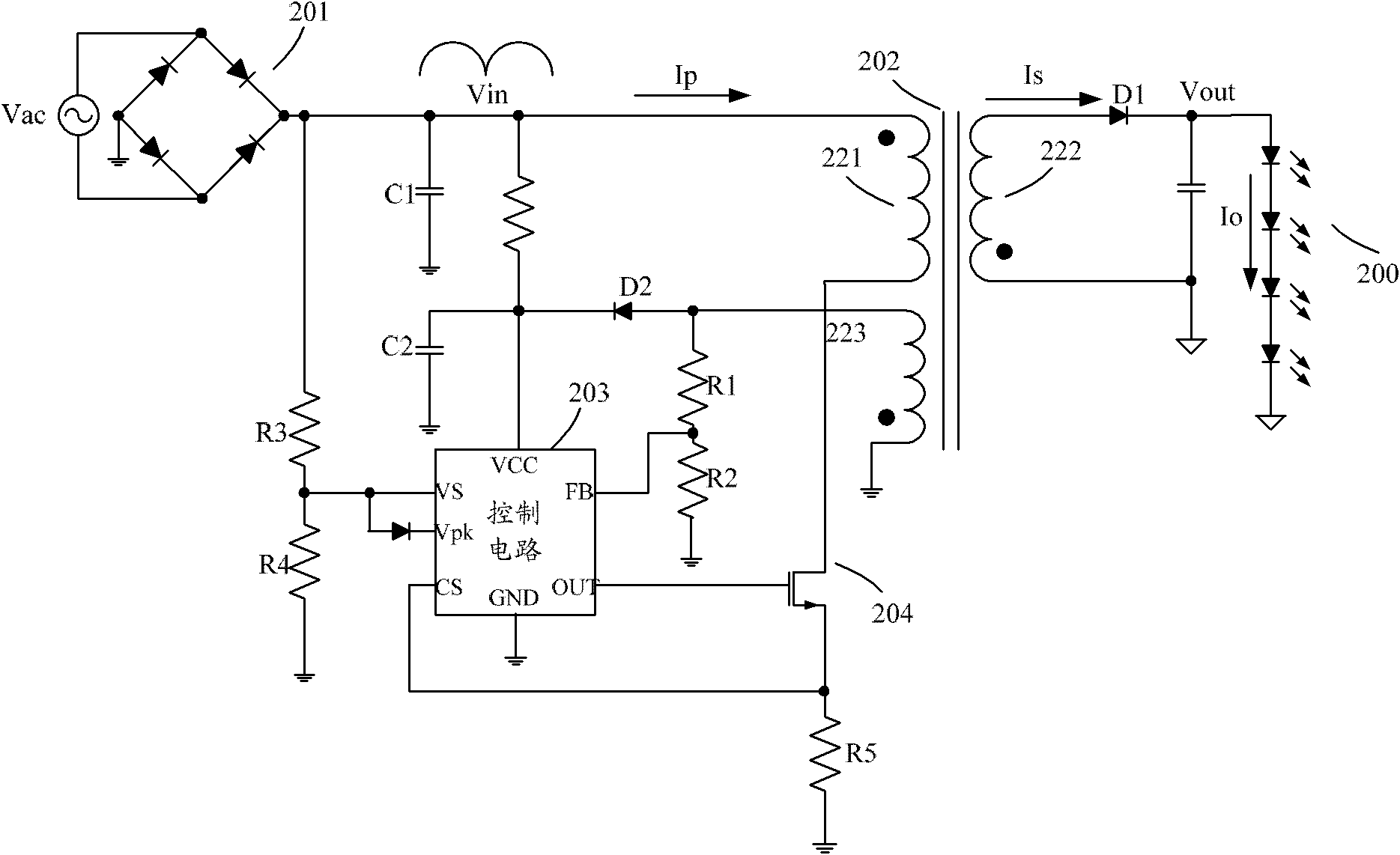 High power factor light-emitting diode (LED) driving power supply and control circuit thereof