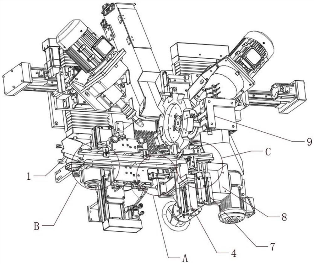 Discharging and feeding structure used for spring machining equipment and using method