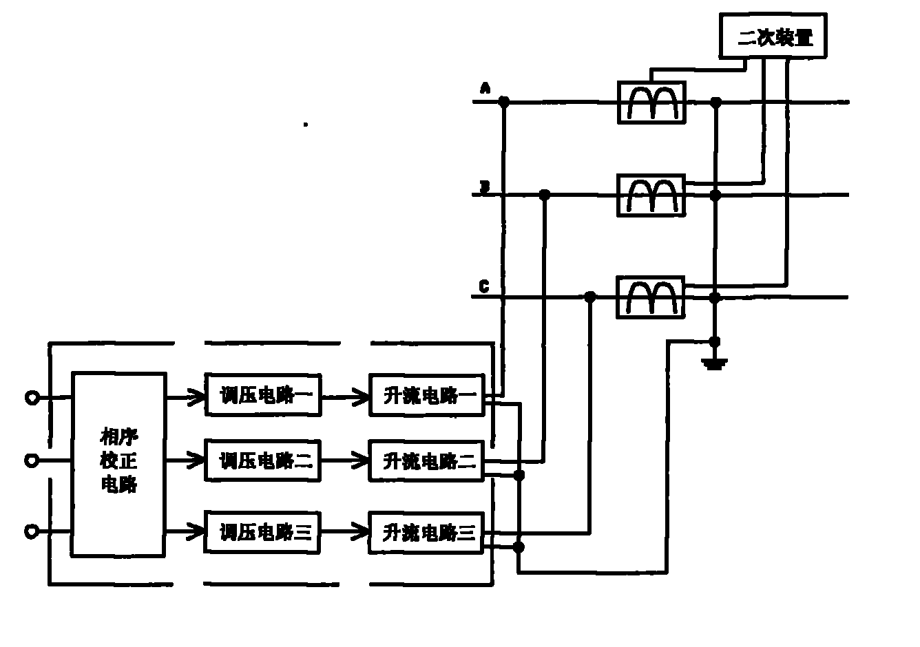 Three-phase heavy current generator for detecting current transformer on power line