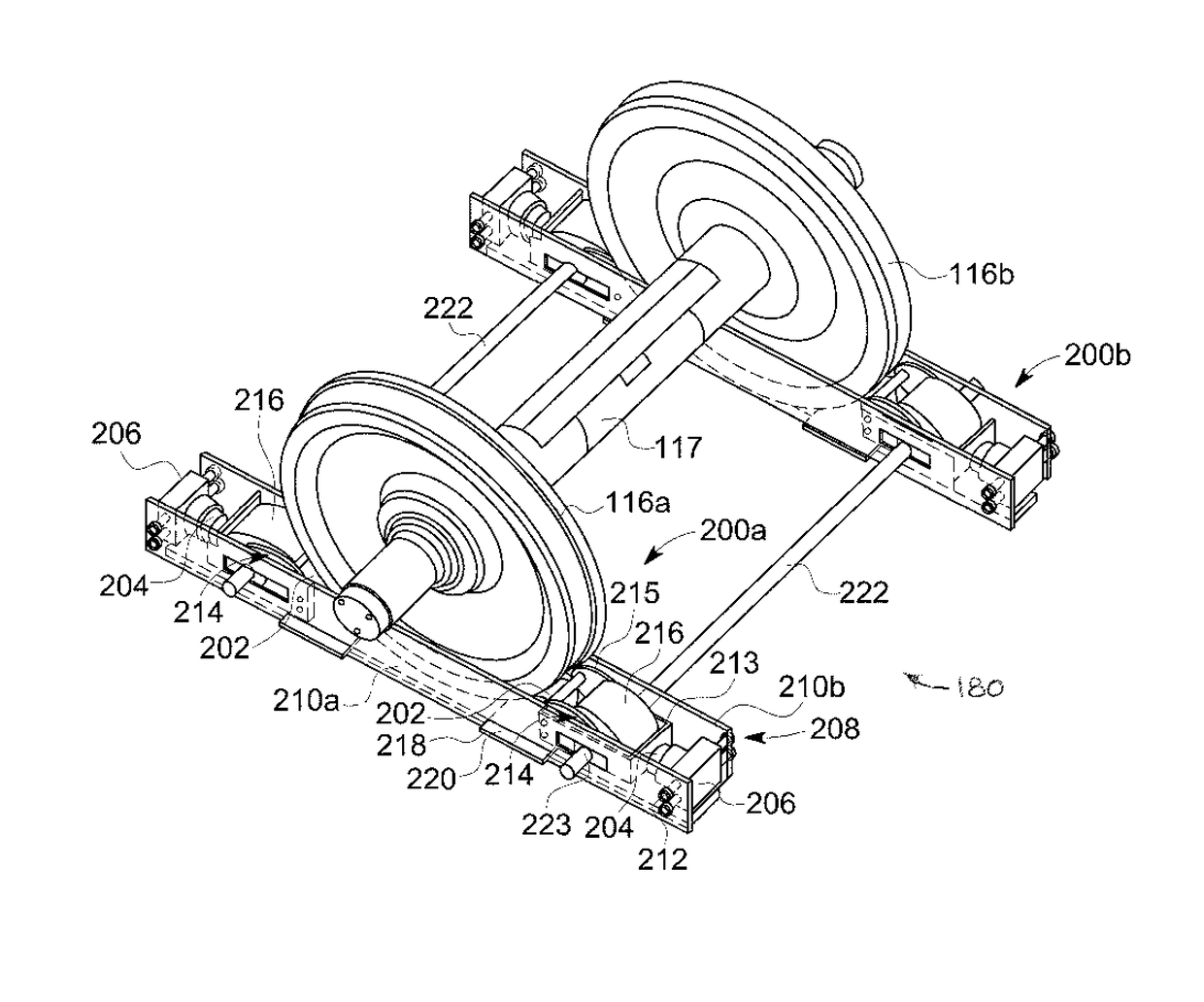 Apparatus and method for lifting and moving an axle of a rail vehicle