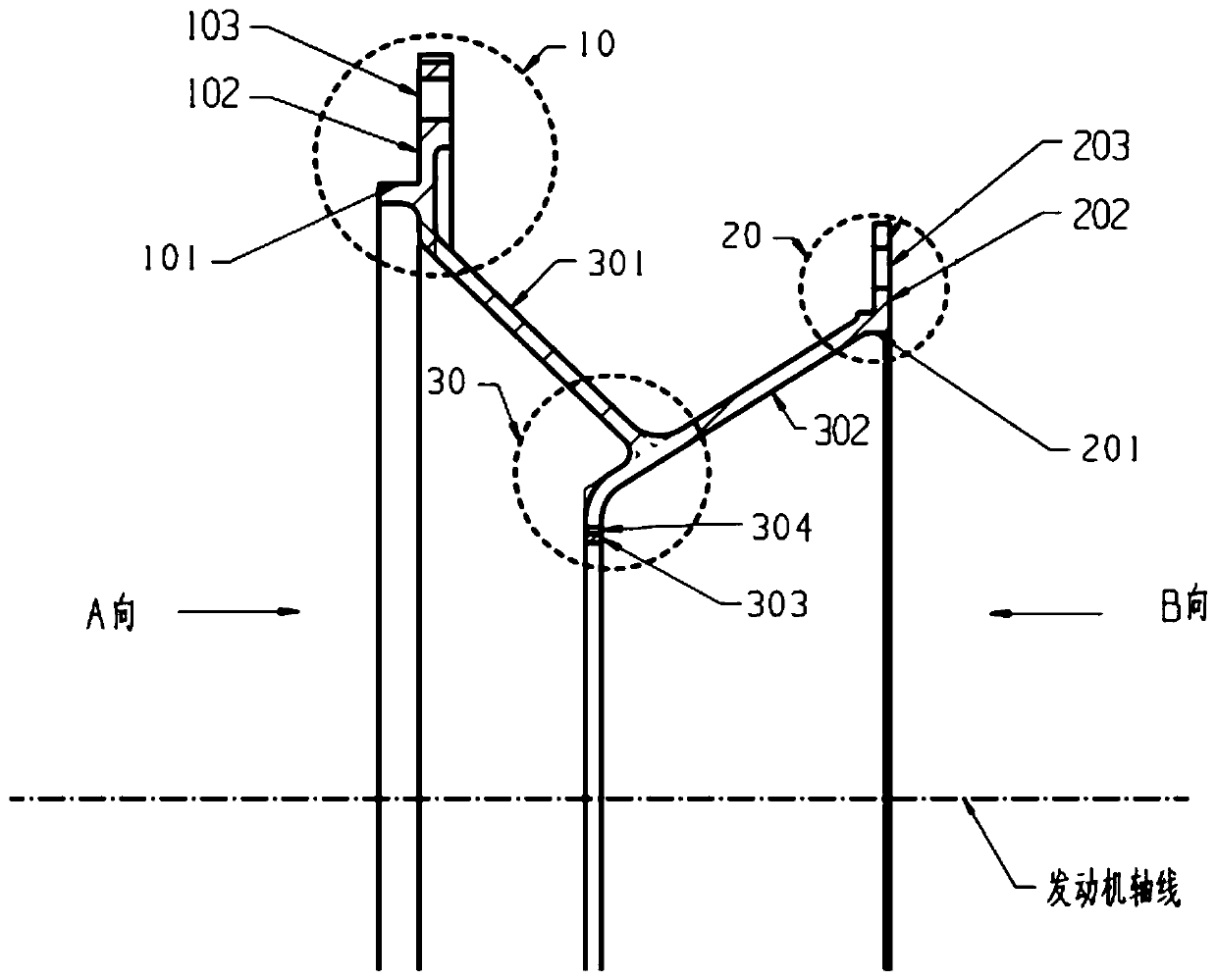 Auxiliary force transmission casing structure of gas turbine