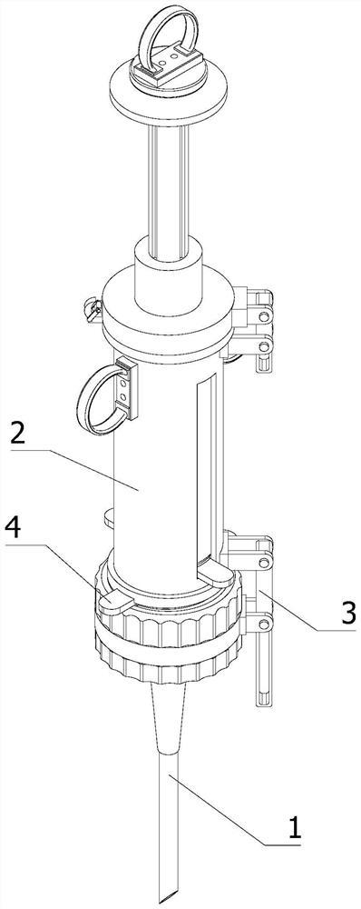 Puncture injection needle tube frame with dismounting, mounting and locking functions for pain department