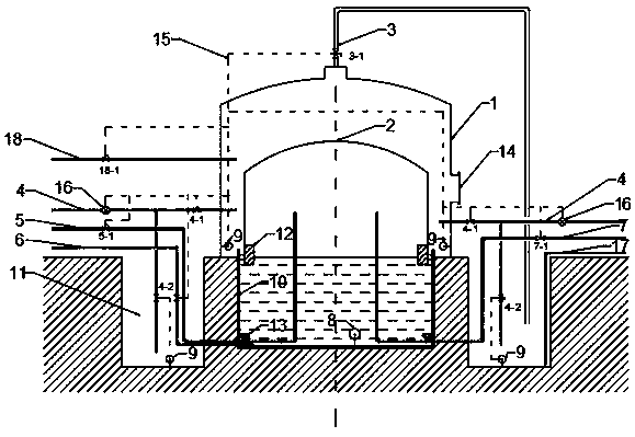 Double-cover semi-underground wet-type gas cabinet capable of automatically treating leakage and method for automatically treating leakage