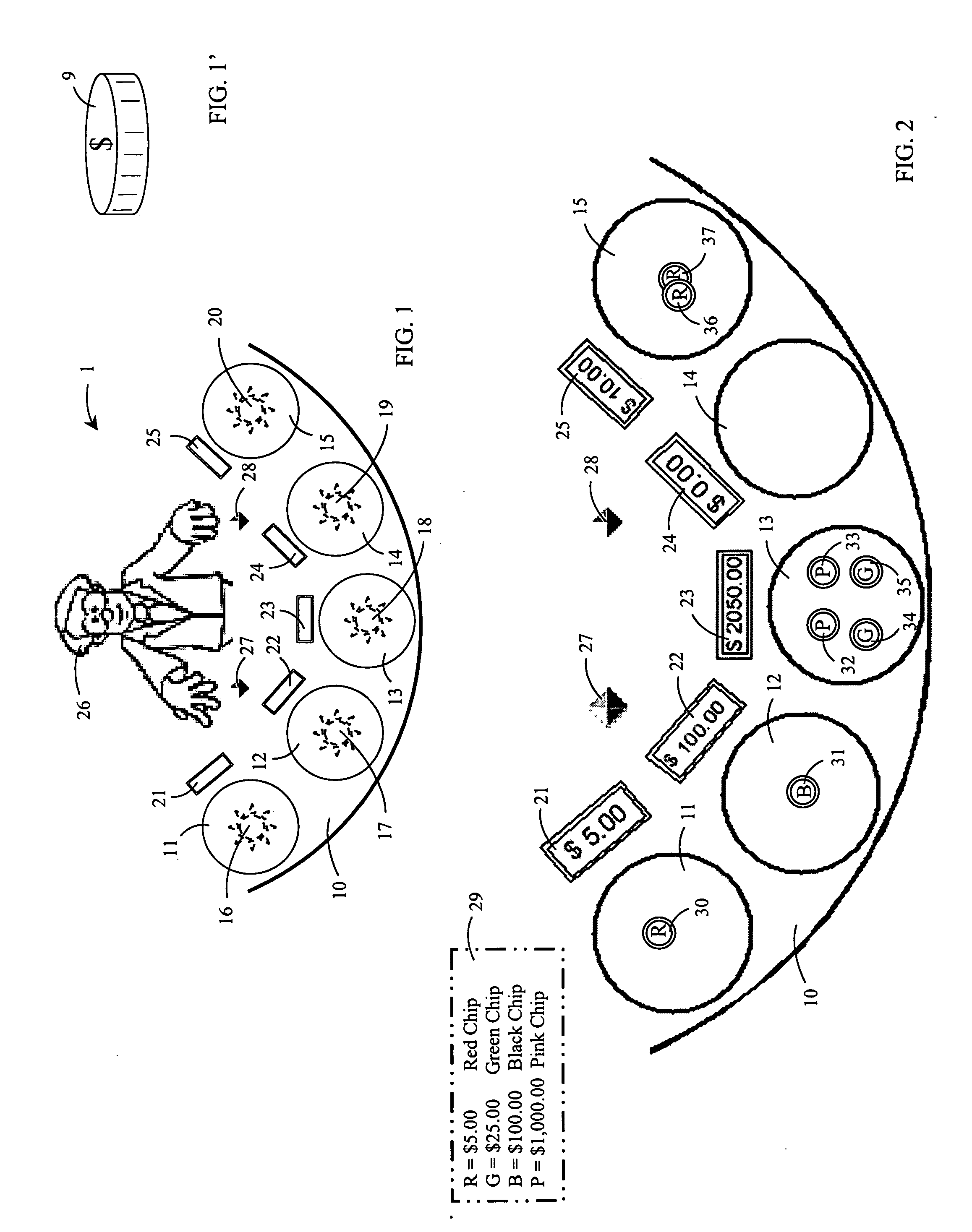 Method and apparatus for verifying players' bets on a gaming table