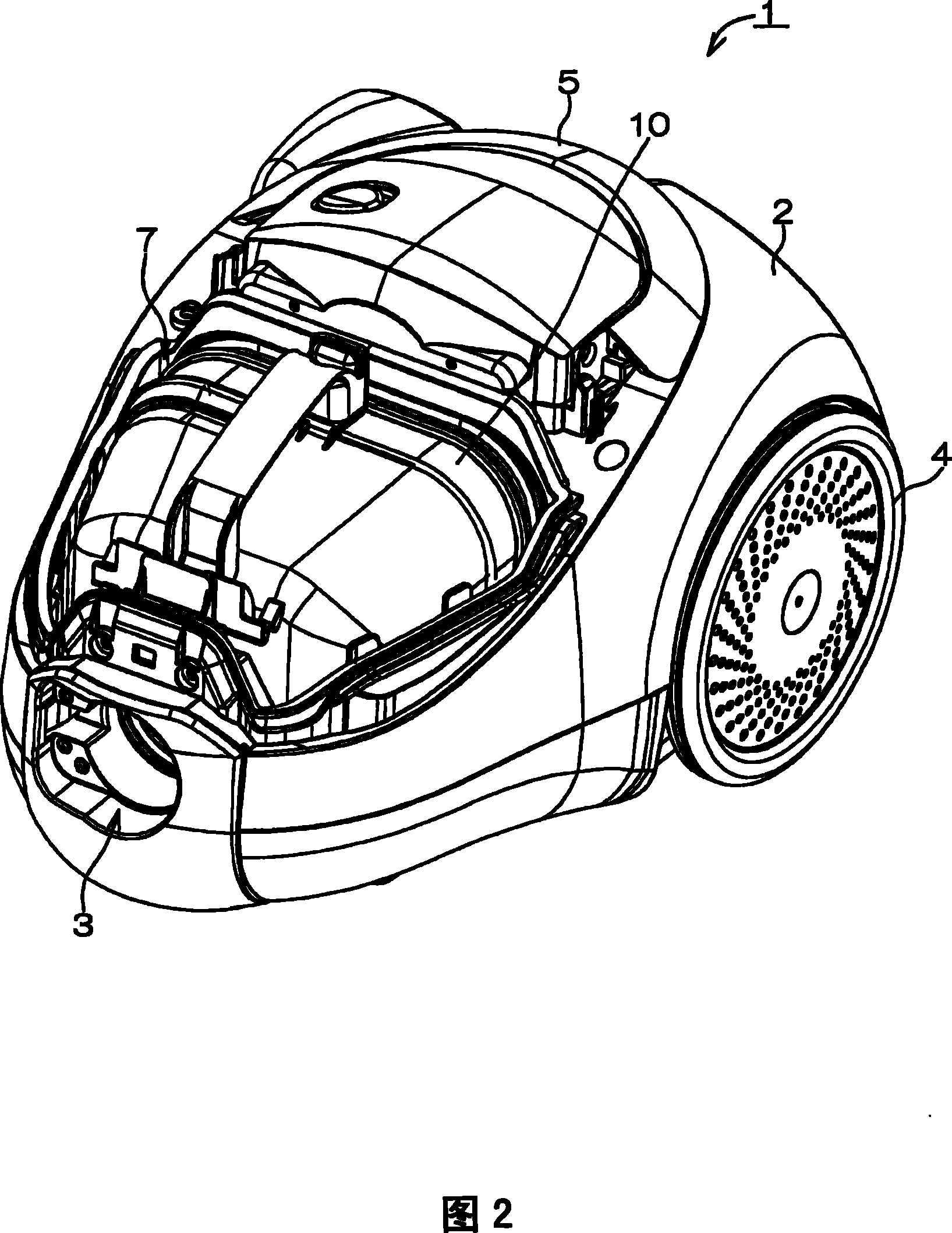 Dust collecting container for electric vacuum cleaner