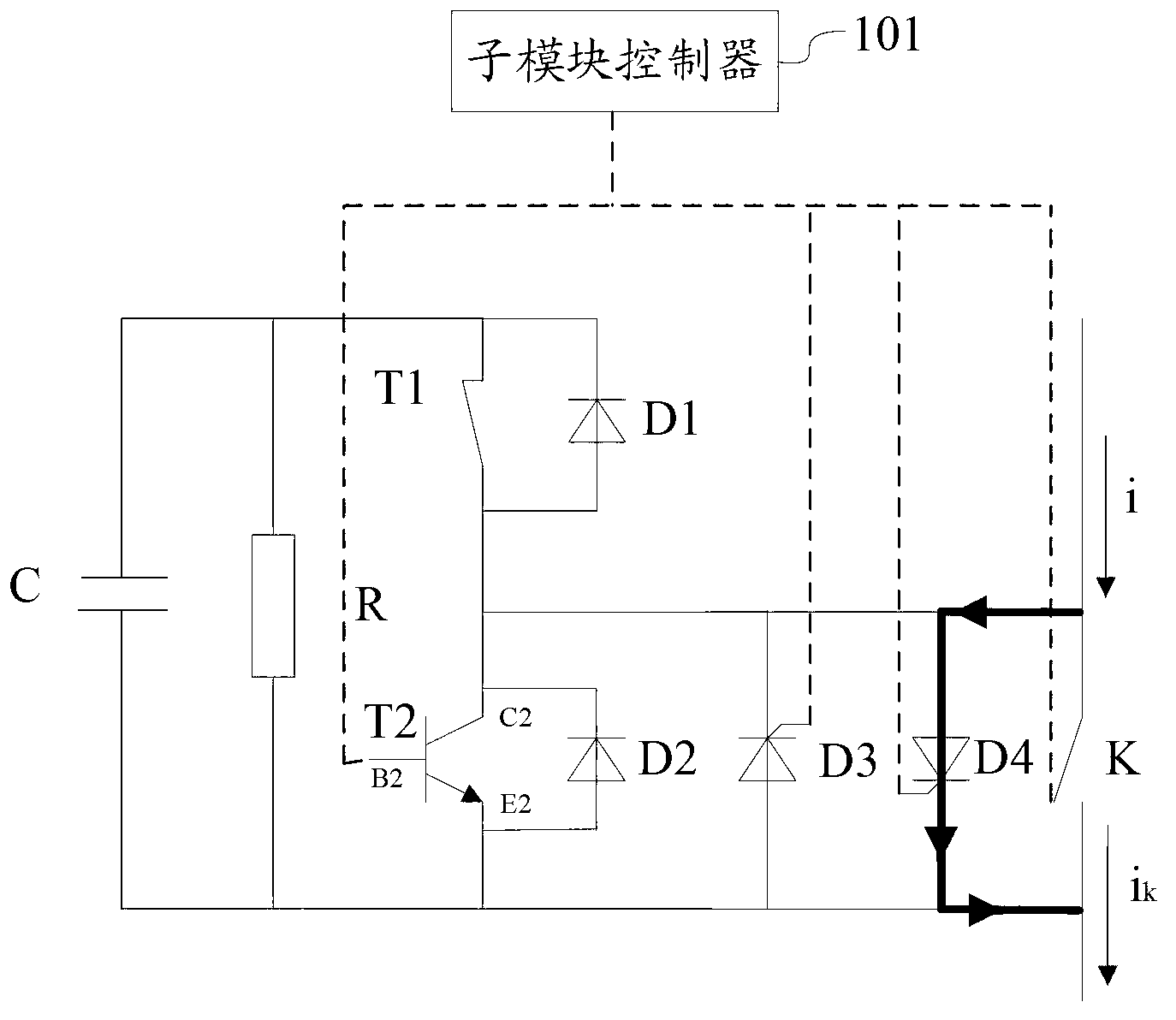 Fault protection circuit and method for submodule of modular multilevel converter