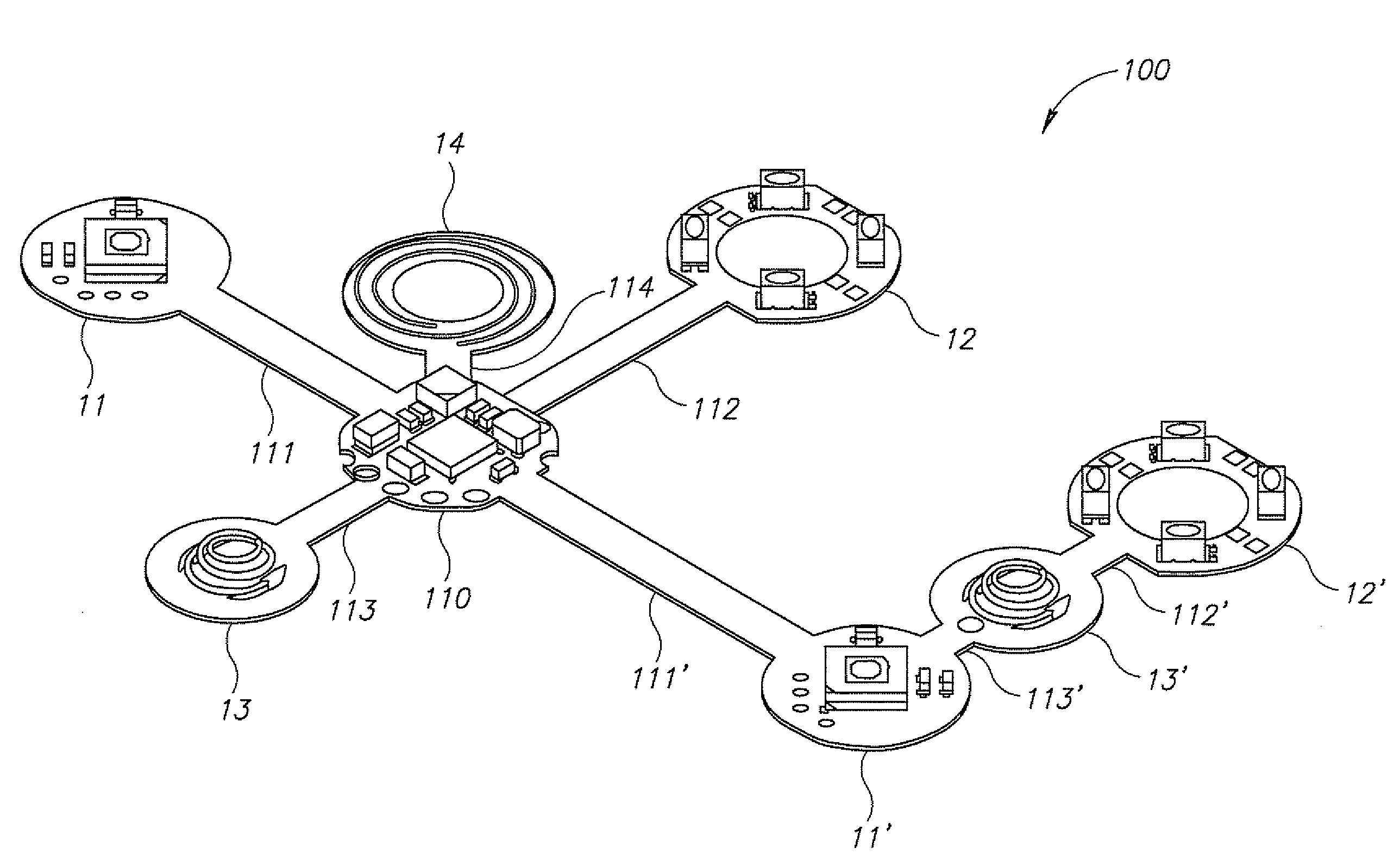 In vivo sensing device with a flexible circuit board and method of assembly thereof