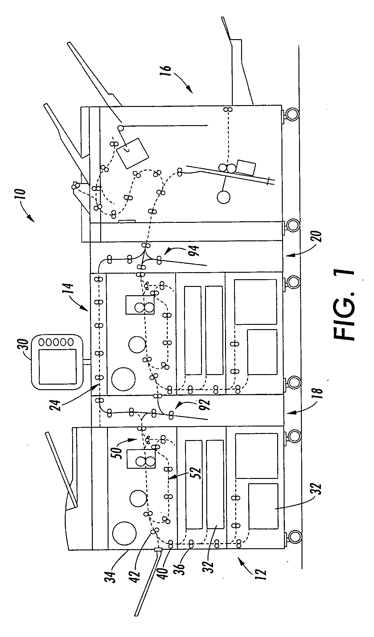 Printing system with inverter disposed for media velocity buffering and registration