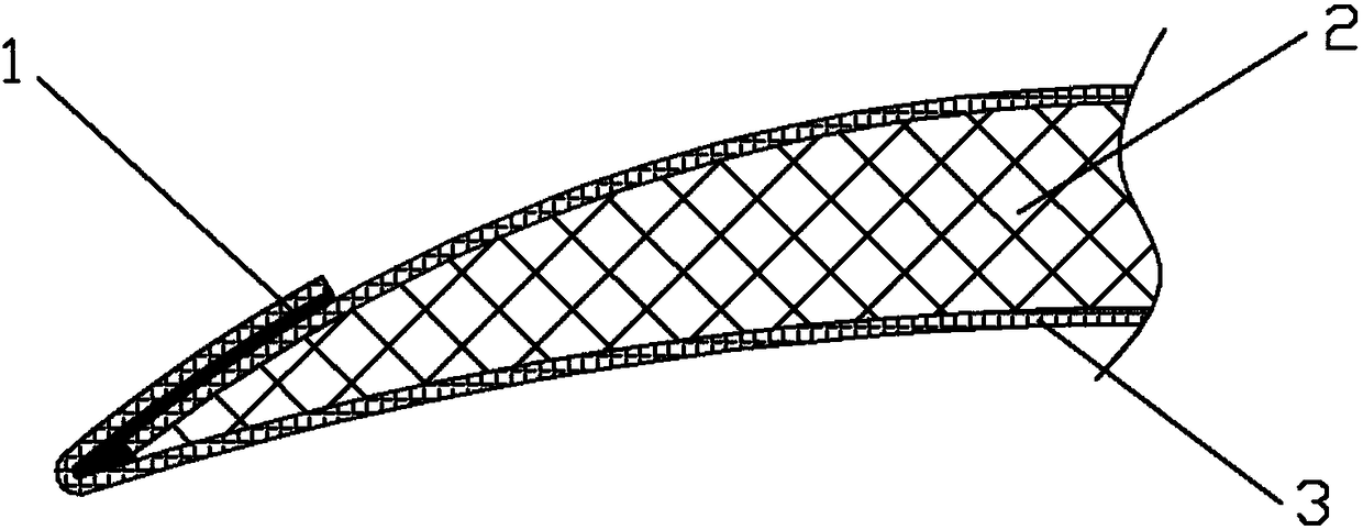 Composite compressor fan blade with integral metal cladding