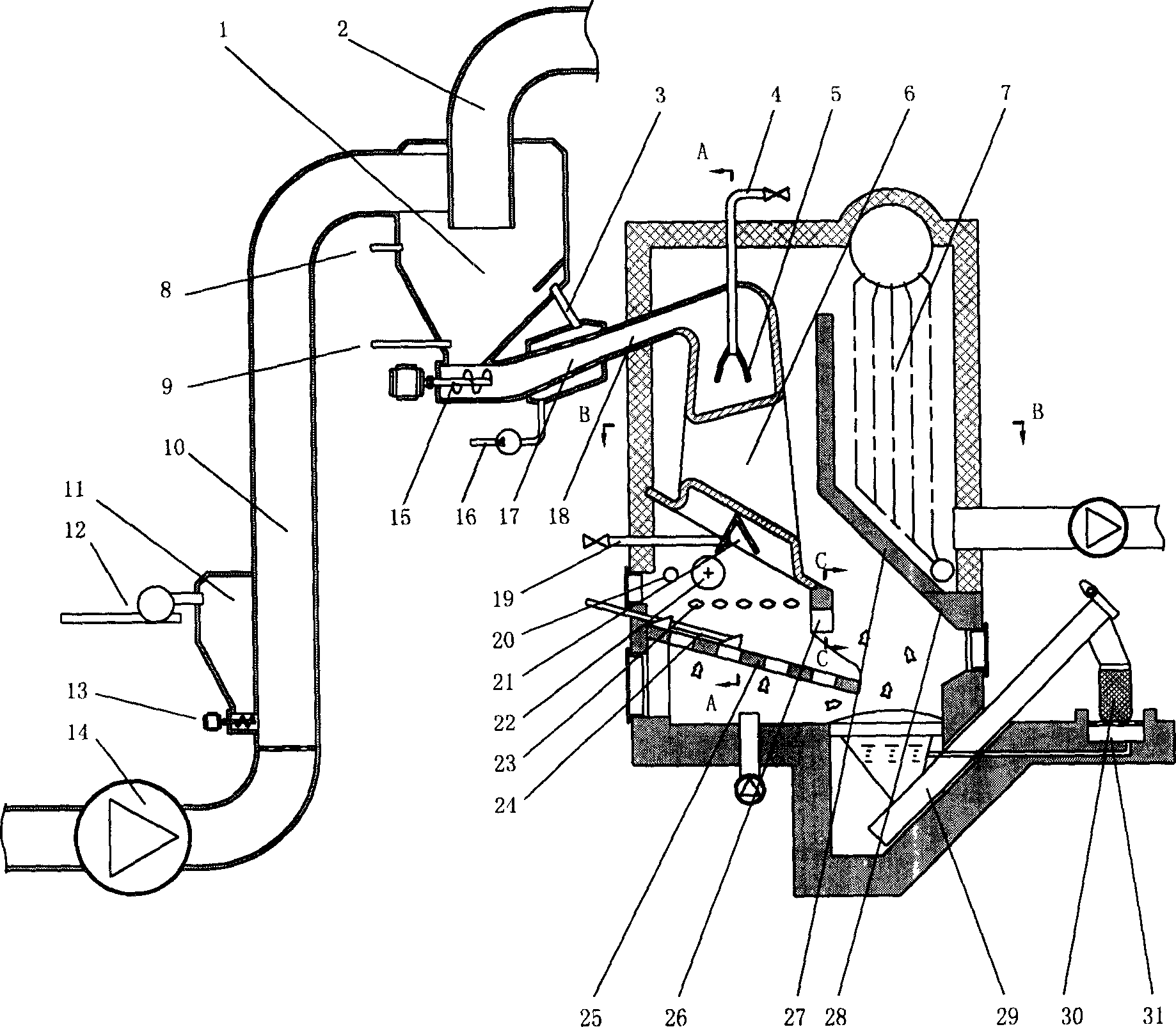 Boiler capable of producing jointly oil, gas and carbon and heat-energy by pyrolyzing biological fuels