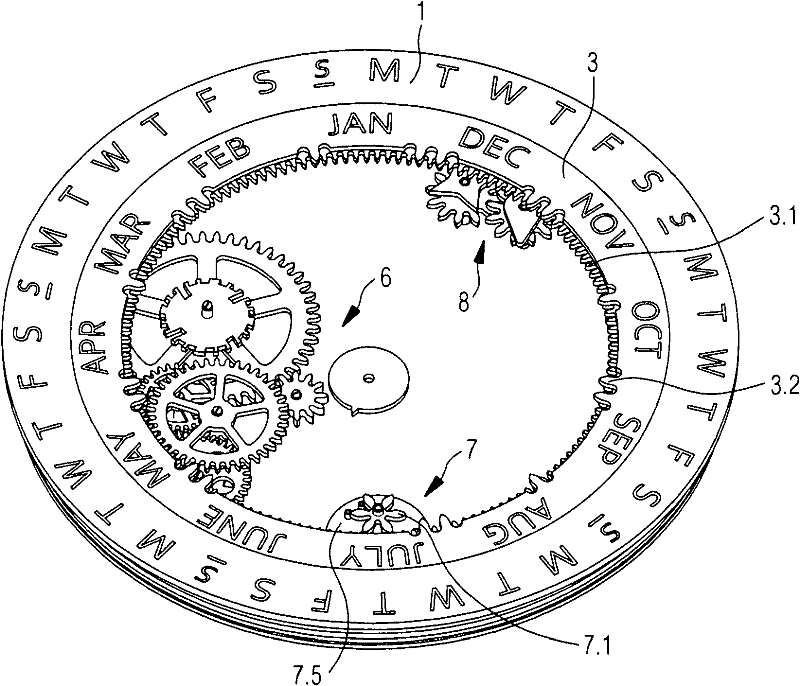 Calendar display device and calendar watch