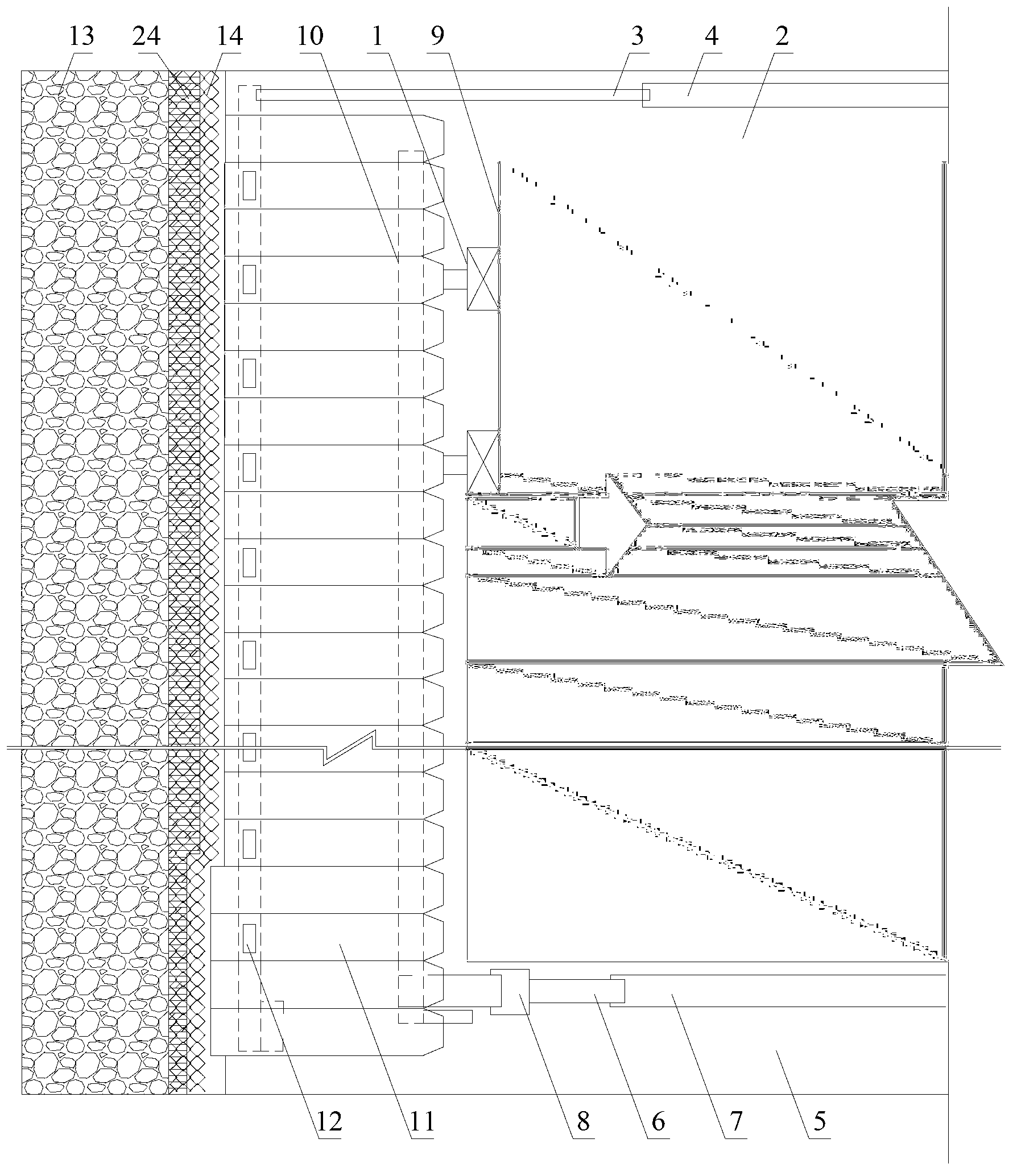 Inclined separated layer solid filling coal mining method for super thick coal seam