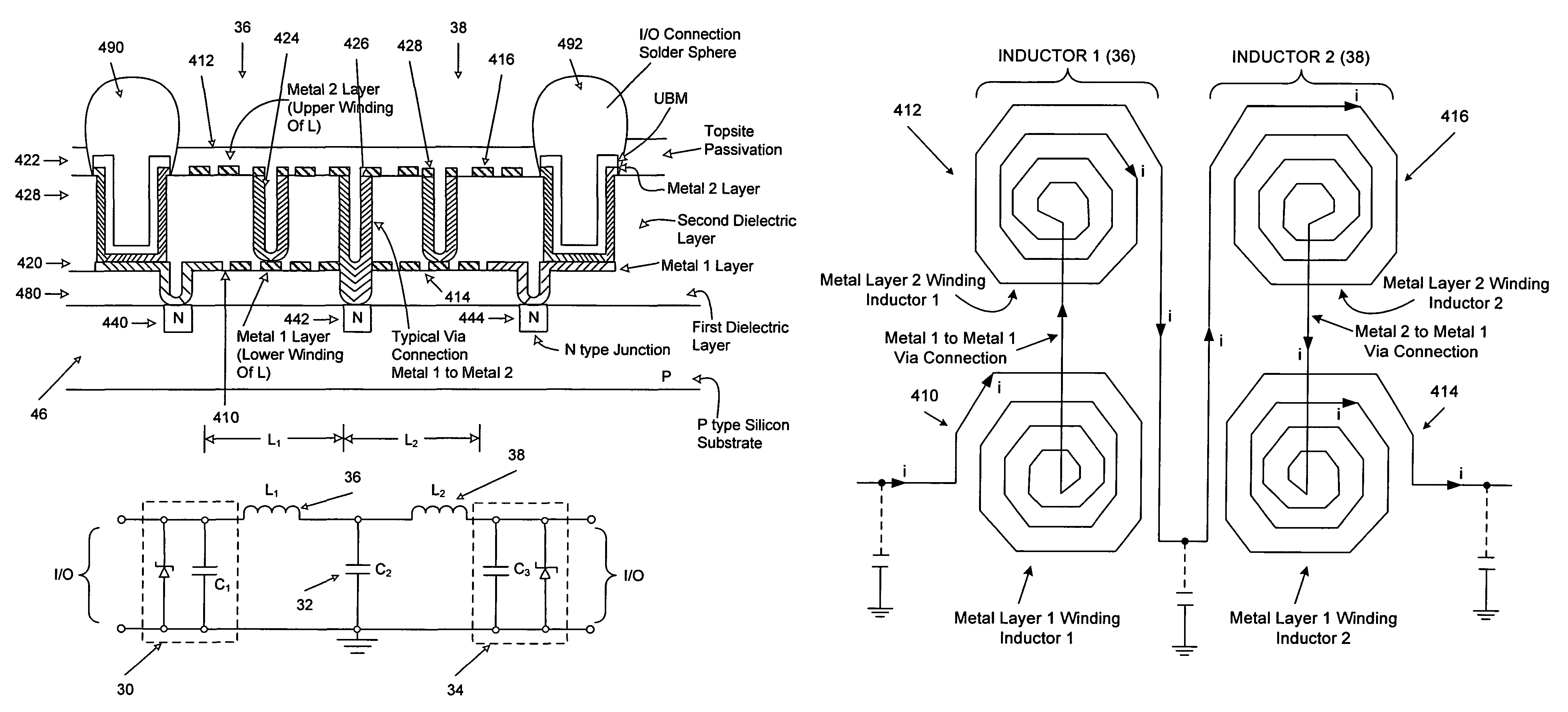 Integrated passive filter incorporating inductors and ESD protectors