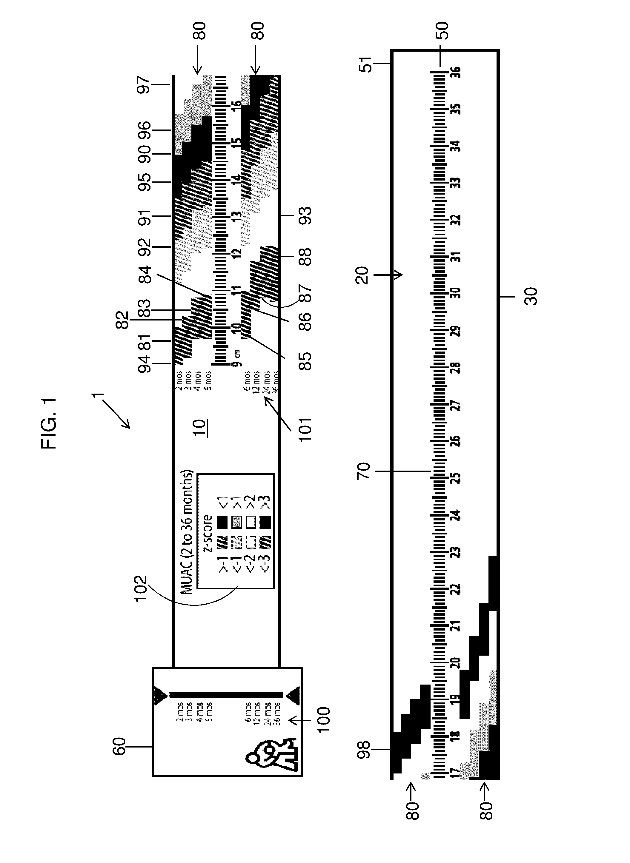 Muac z-score tape and methods of use thereof