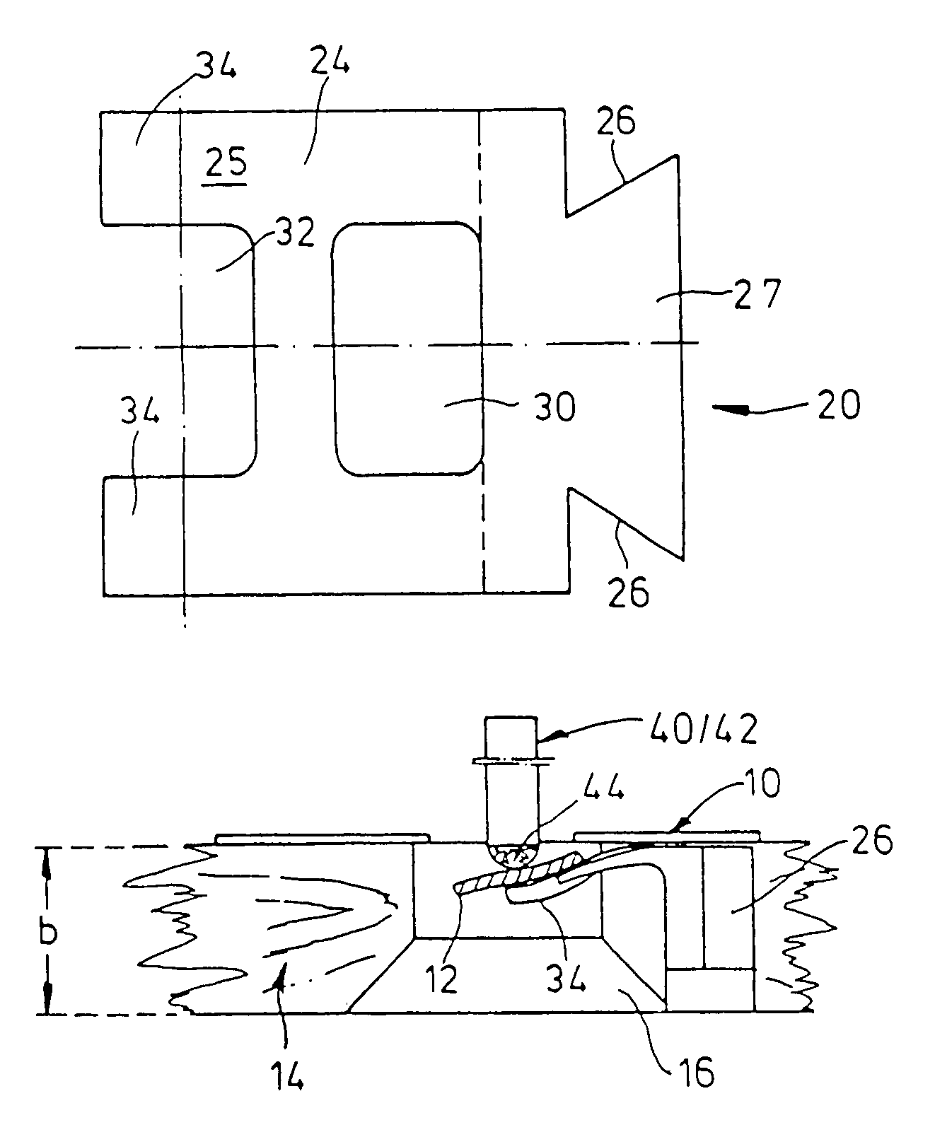 Device for removing break-off components from a sheet of material or equivalent