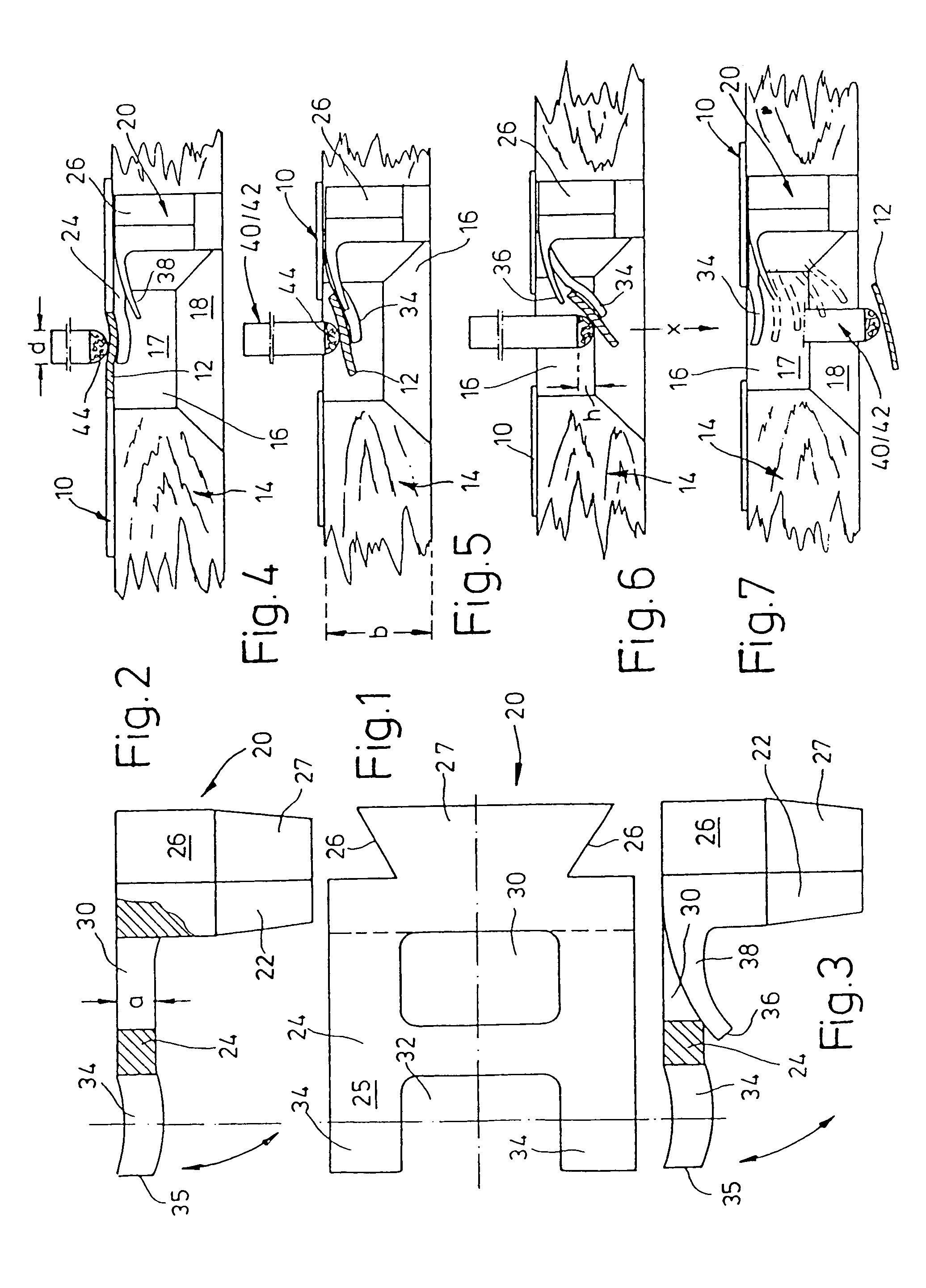 Device for removing break-off components from a sheet of material or equivalent