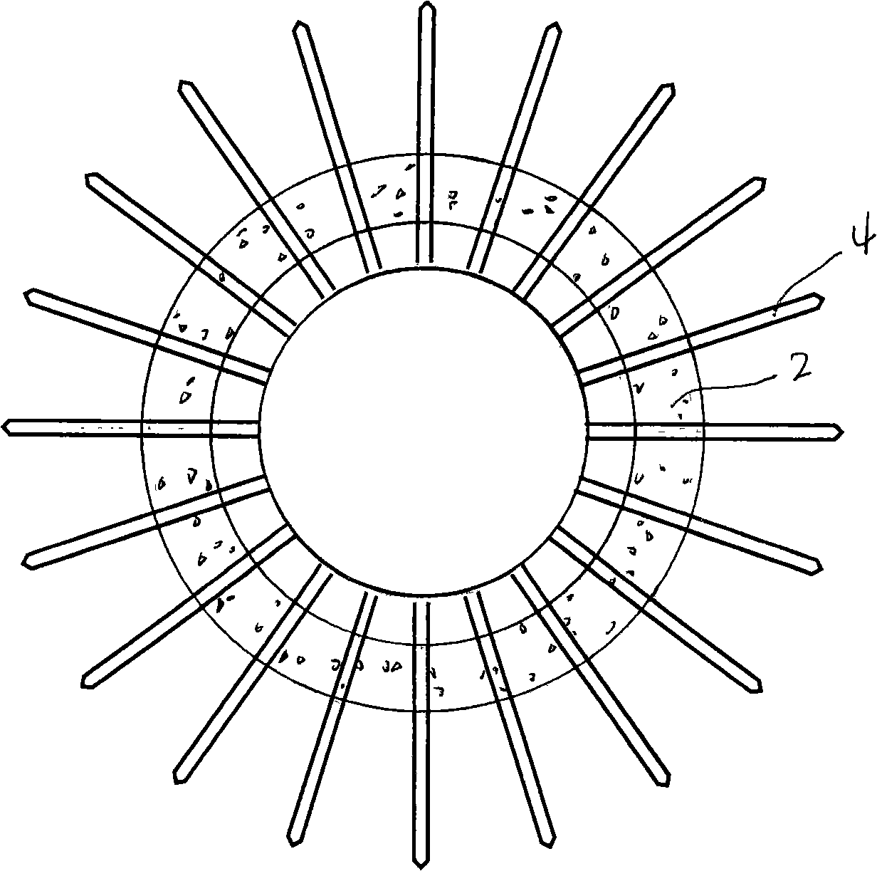 Radical anchorage and construction method thereof