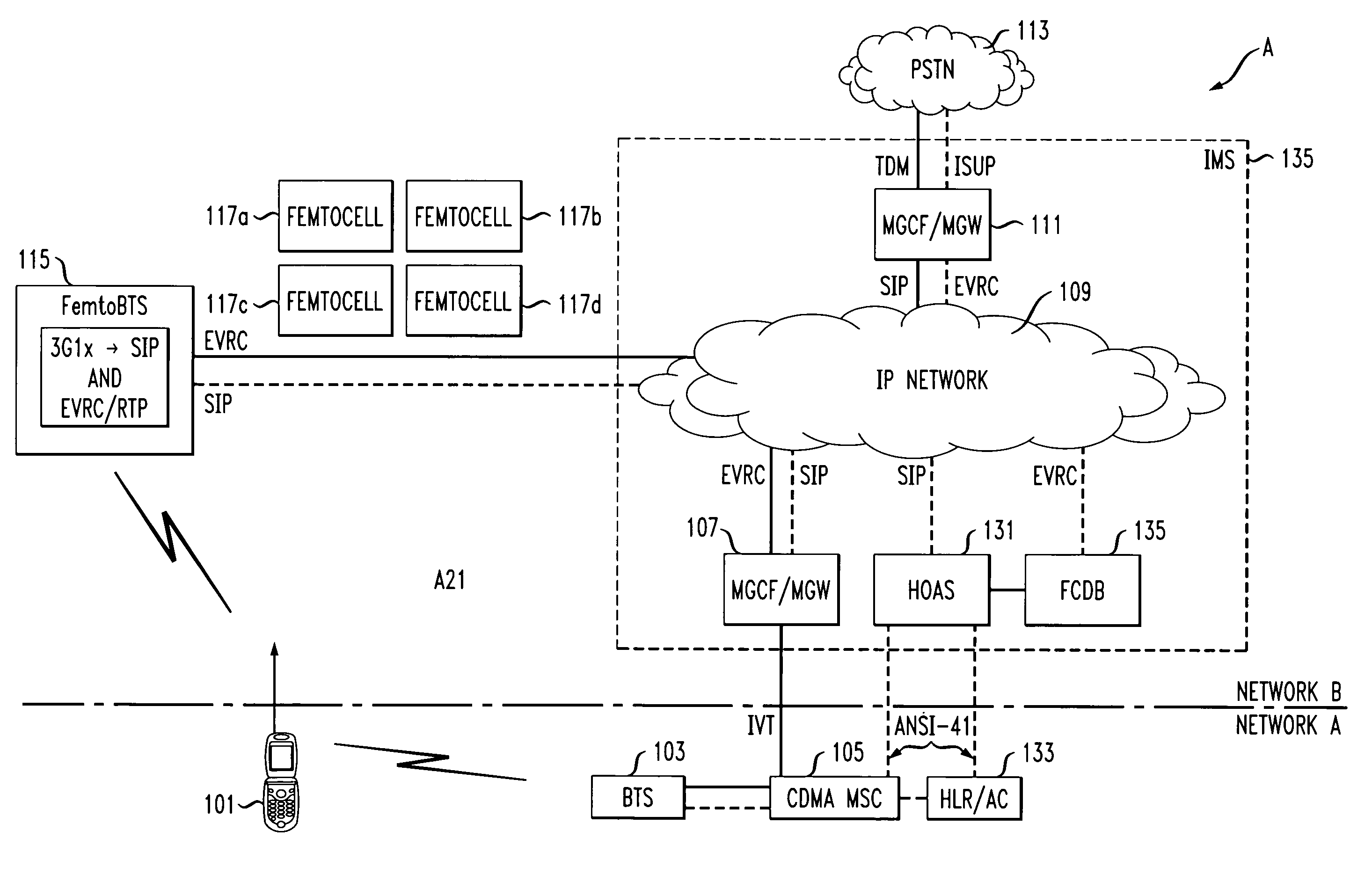 Method and apparatus to allow hand-off from a macrocell to a femtocell