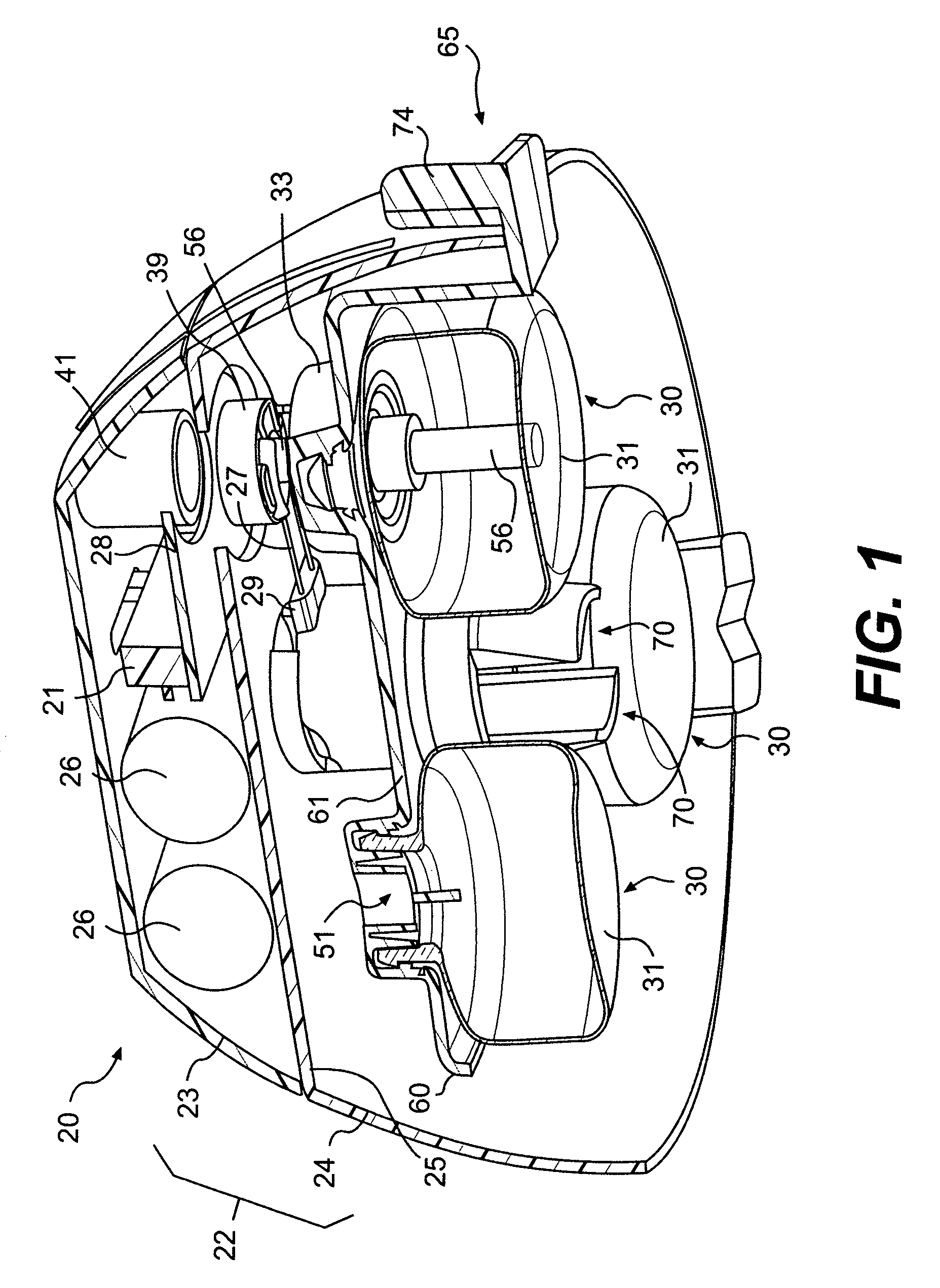 Electromechanical apparatus for dispensing volatile substances with single dispensing mechanism and cartridge for holding multiple receptacles