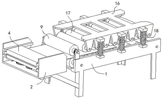 An electrode rolling device for an energy storage battery that is easy to adjust in height