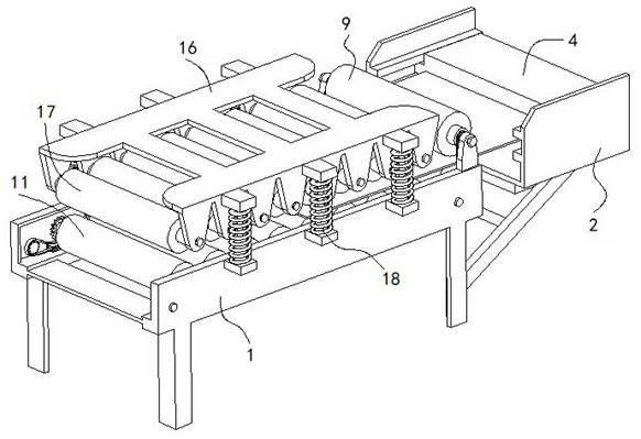 An electrode rolling device for an energy storage battery that is easy to adjust in height