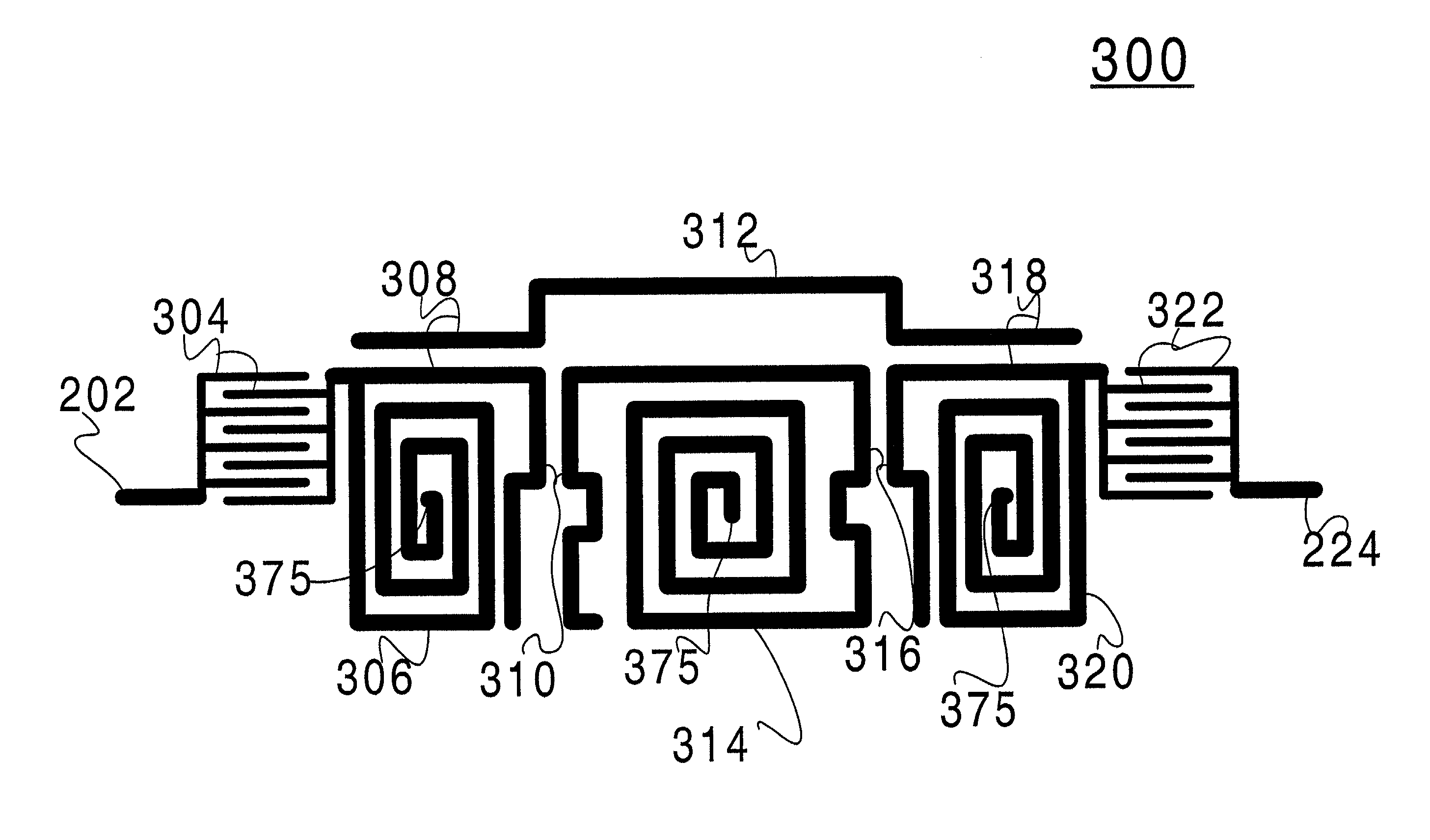 Printed bandpass filter for a double conversion tuner