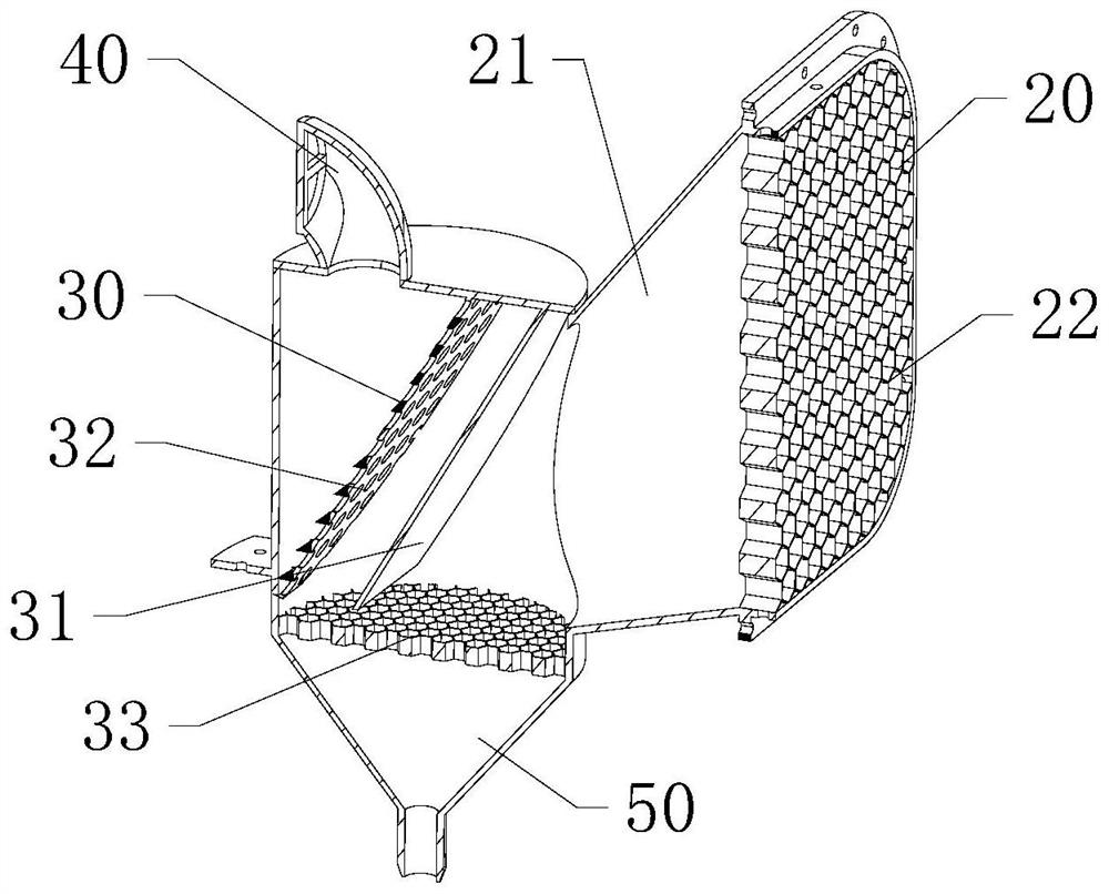 Deep sea turbidity current two-phase separation device