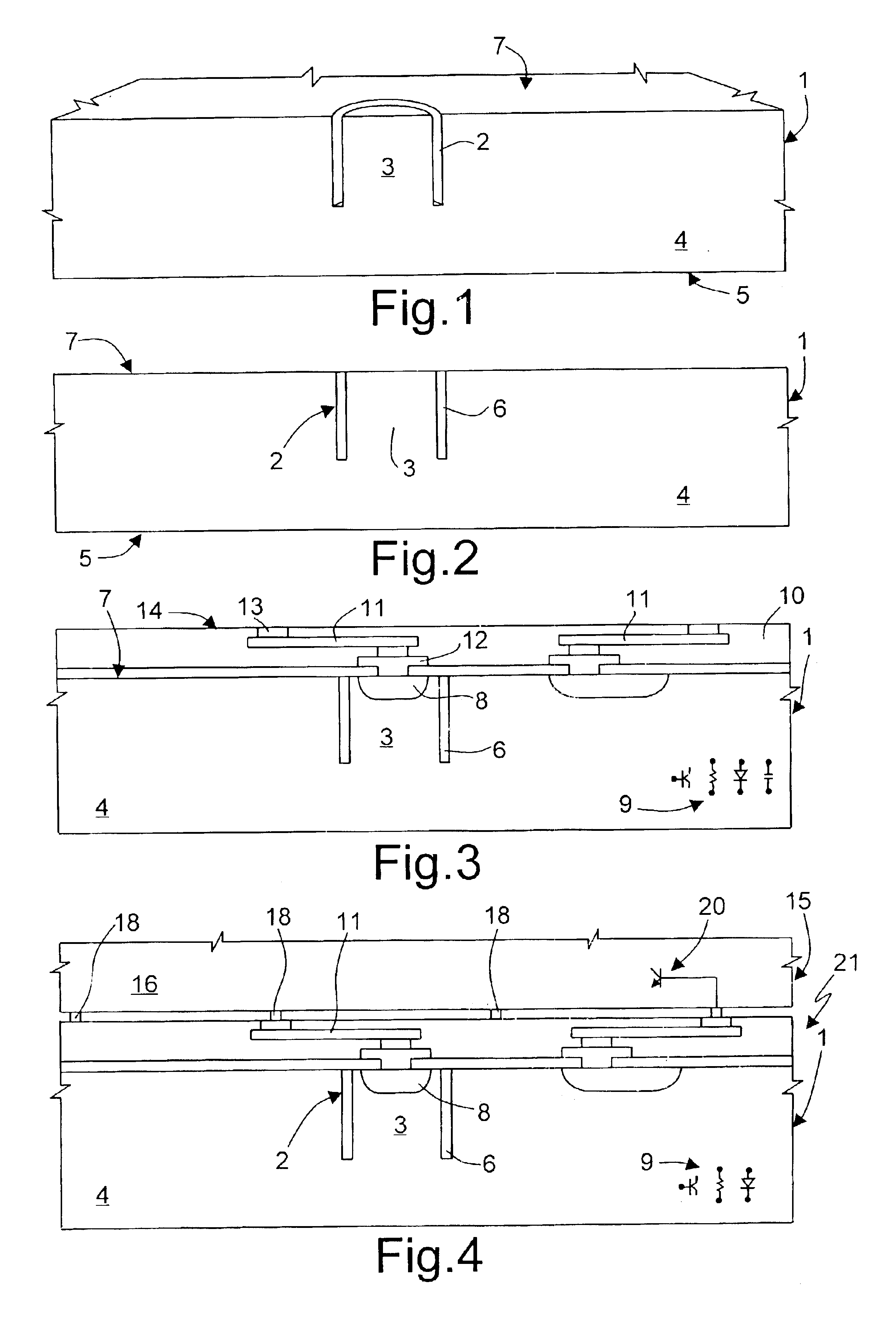 Process for manufacturing a through insulated interconnection in a body of semiconductor material