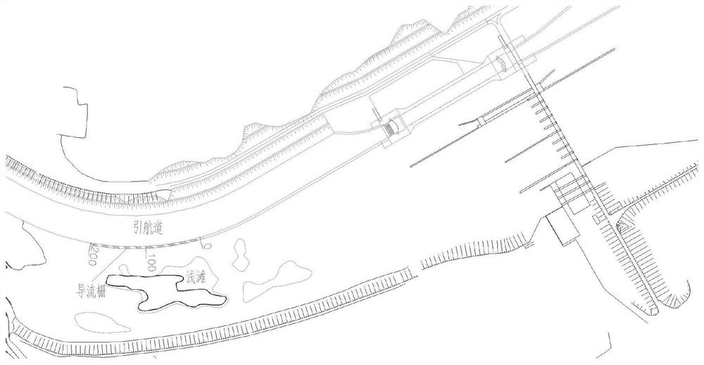 Diversion grid structure and construction method suitable for downstream bends of approach channel