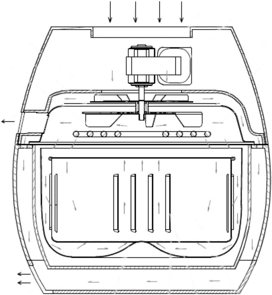 Air fryer with external cold air circulation