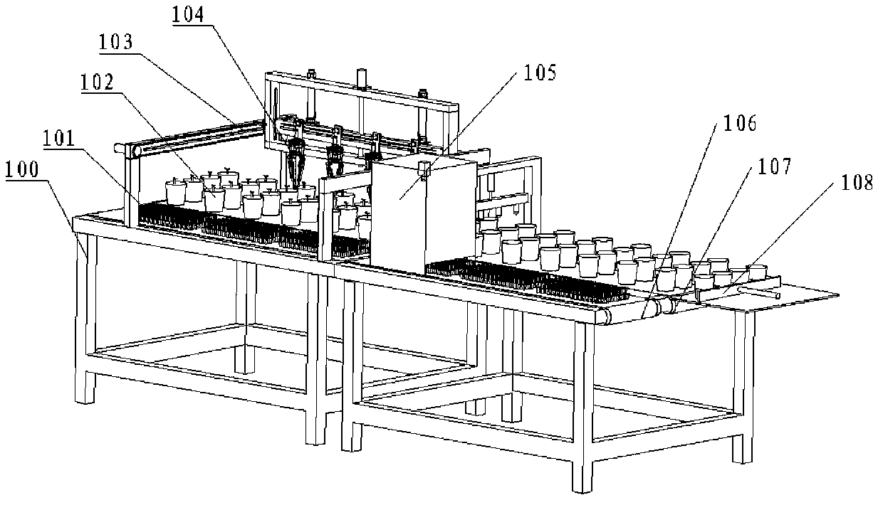 Pneumatic buffering transplanting and positioning mechanism for flower seedlings