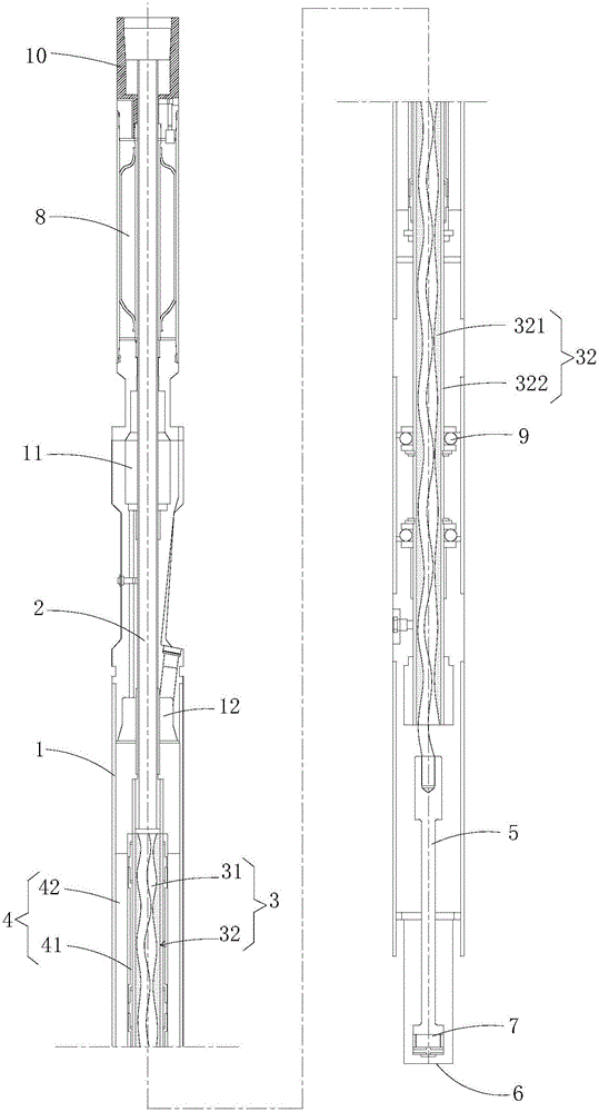 Integrated rod-free lifting tubing string