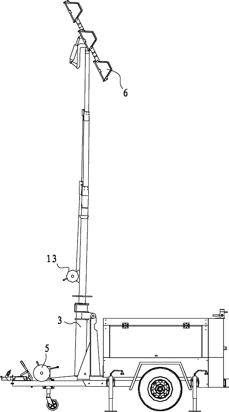 Lighting trolley with manual telescoping arm