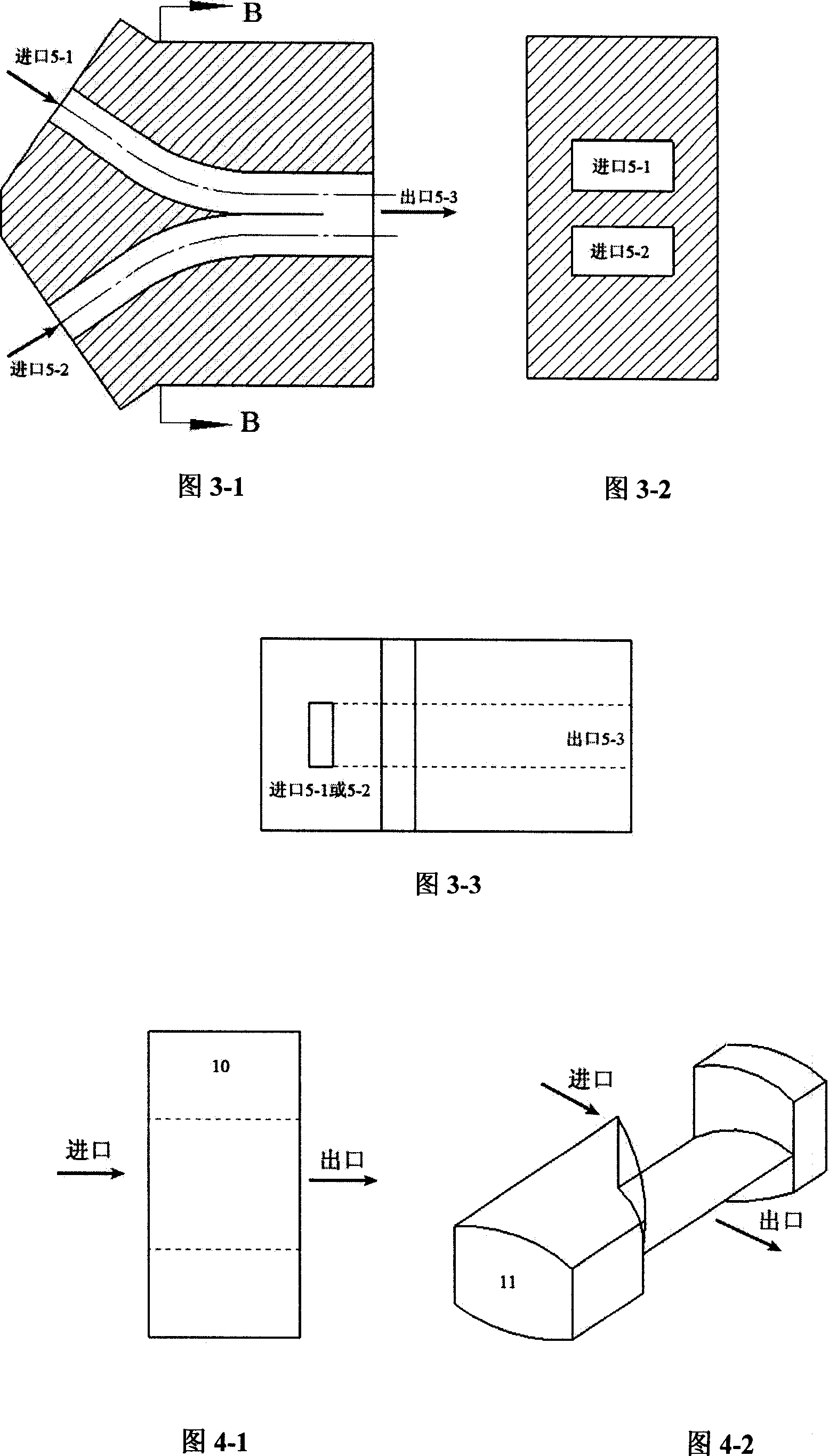 Extrusion port die for preparing alternate multiple high polymer composite material