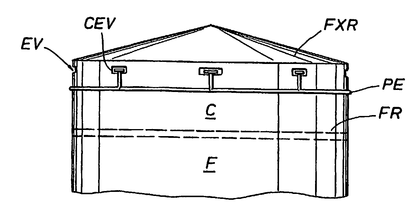 Dry chemical system for extinguishing difficult fuel or flammable liquid fires in an industrial tank with a roof creating space above the liquid