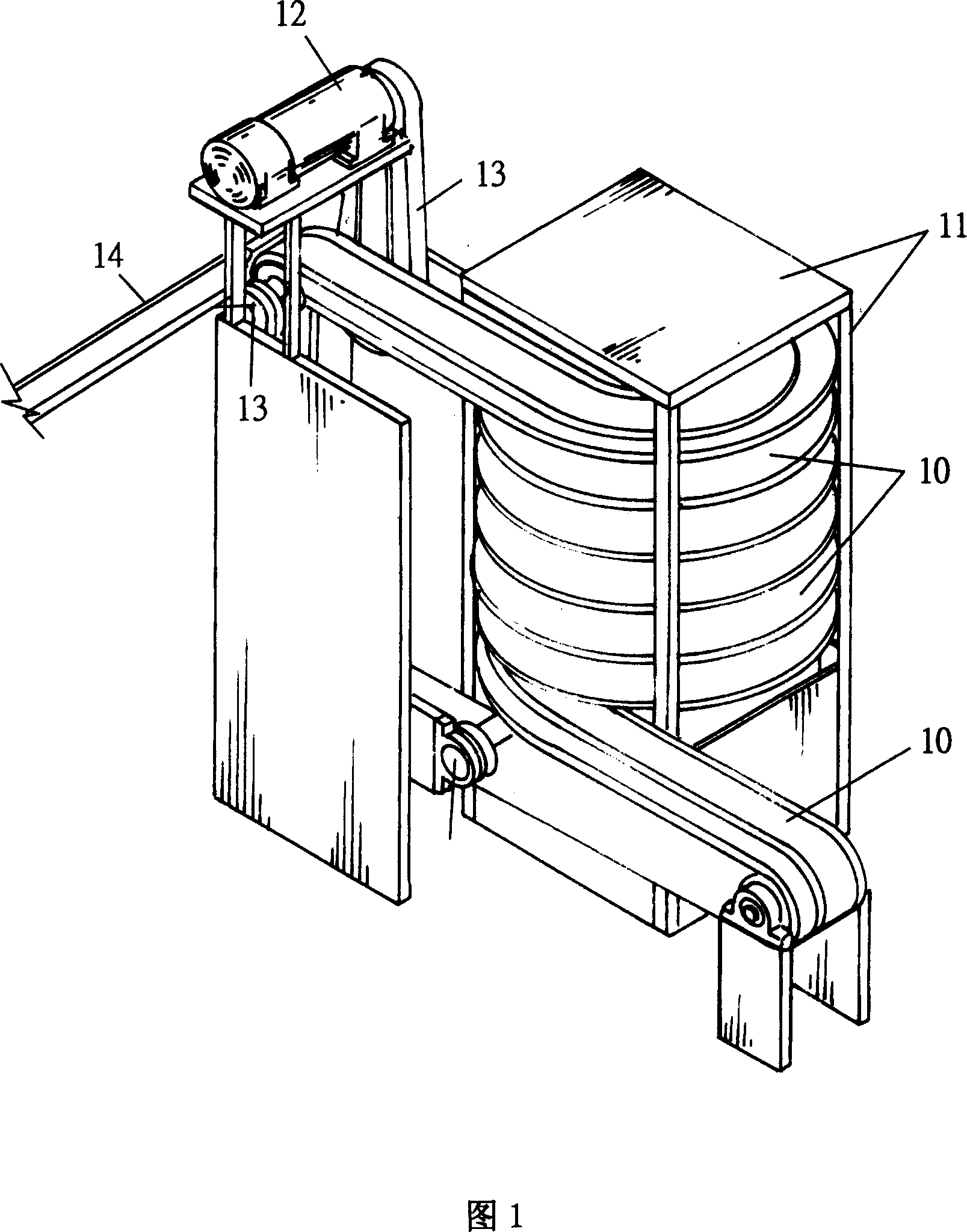 Lower entry lower exit spiral type conveyer