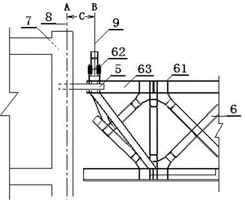 Deviation integral elevation steel corridor carrying method and lateral limiting device thereof