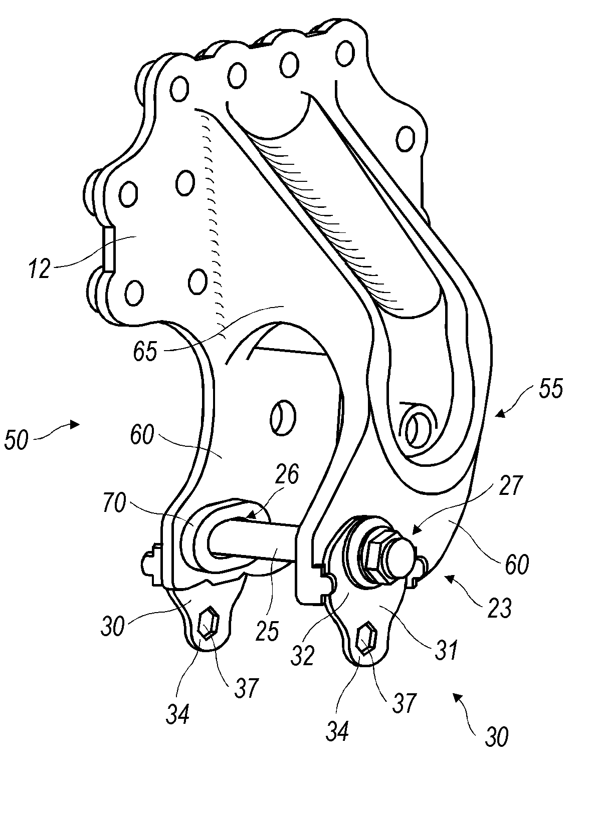 Adjustment arrangement in a suspension hanger assembly