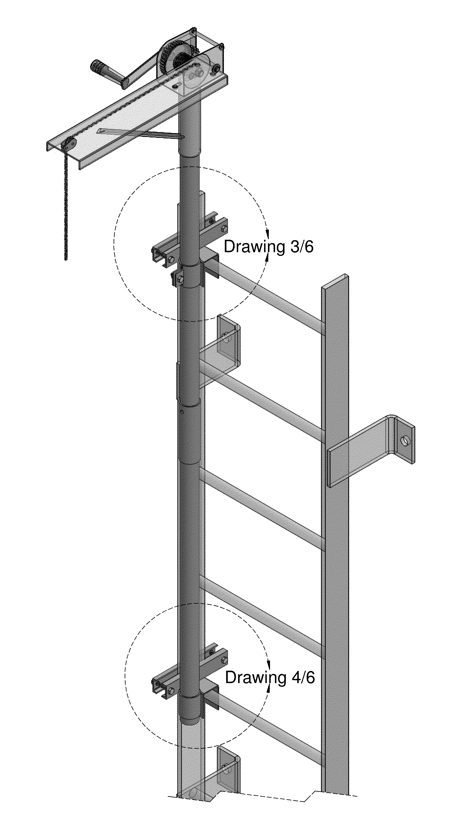 Fixed Ladder Portable Mounted Support Assembly