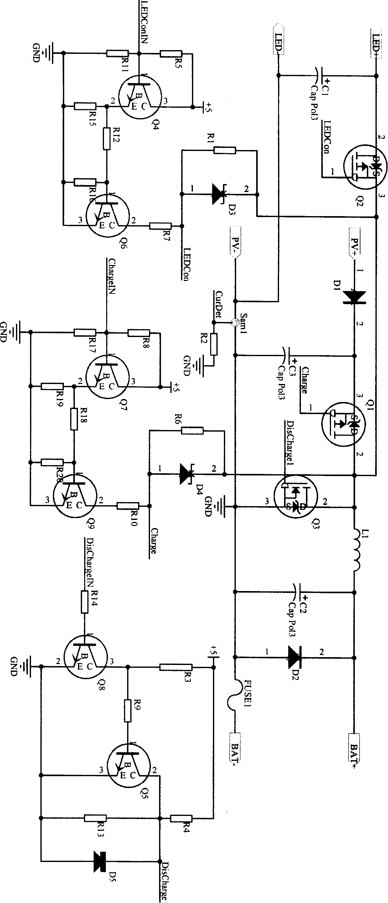 Efficient LED solar lamp controller