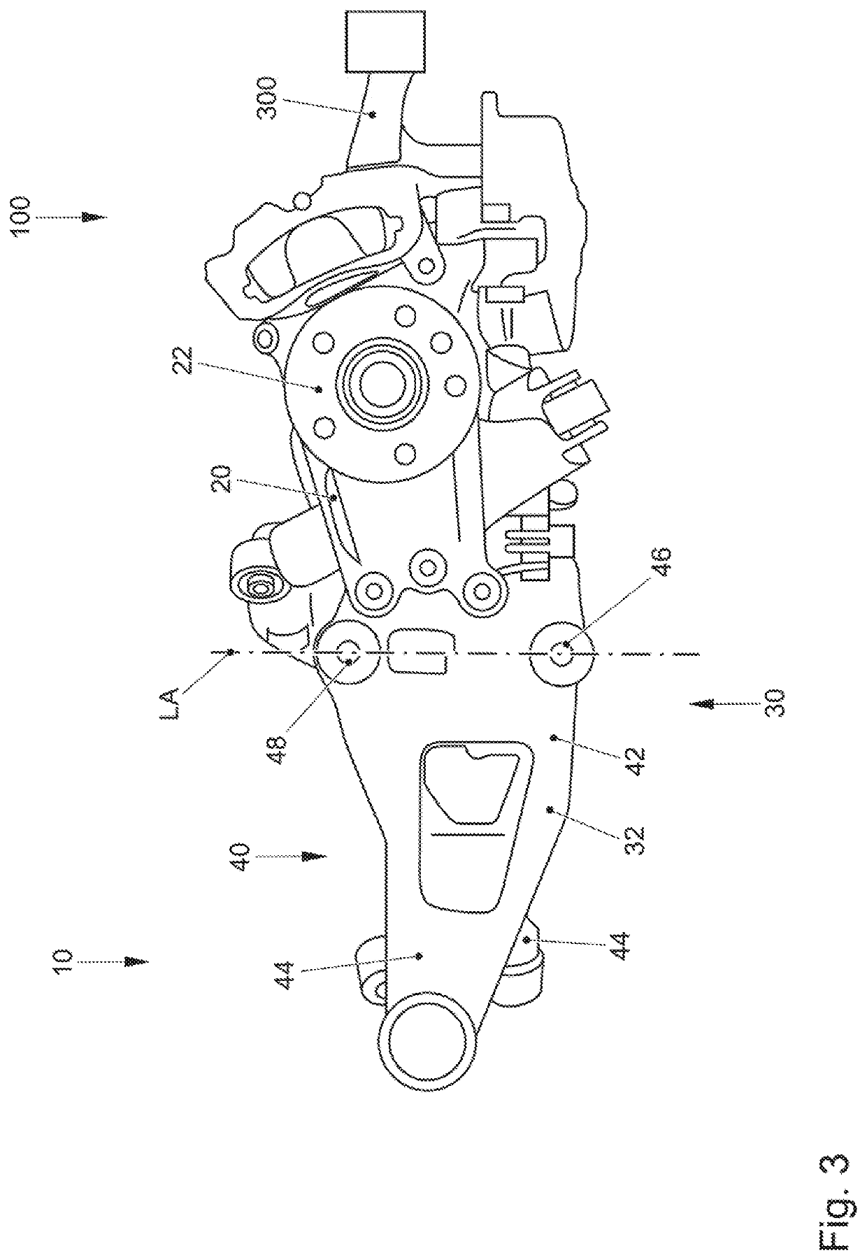 Wheel suspension for the rear axle of a vehicle