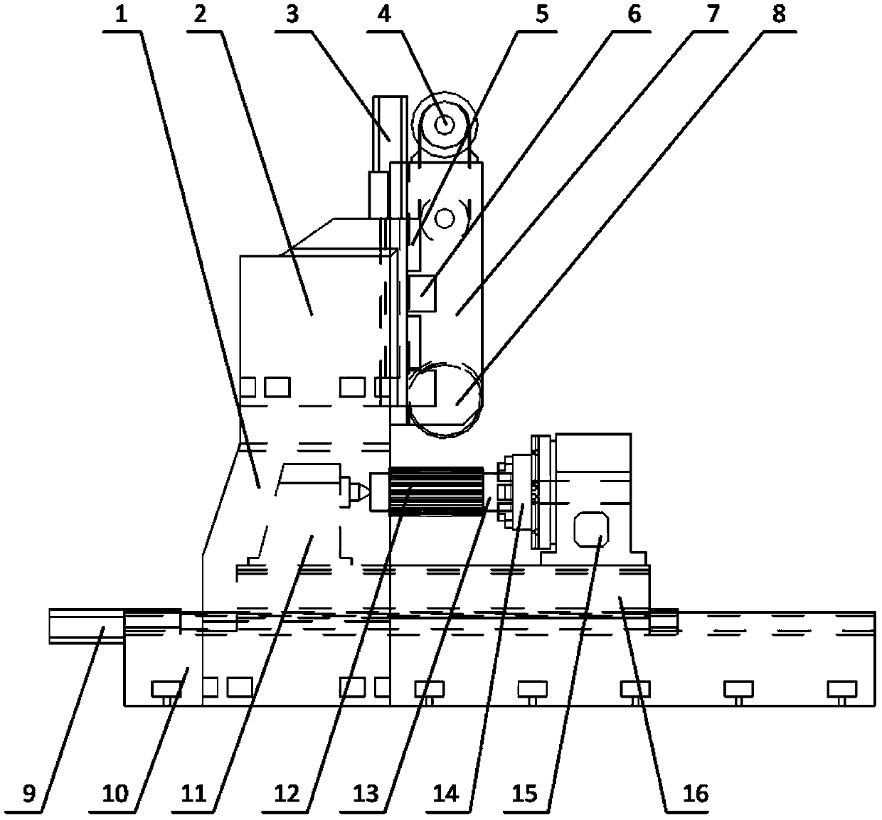 Numerically-controlled horizontal-gantry fixed-girder milling machine for cycloid gears