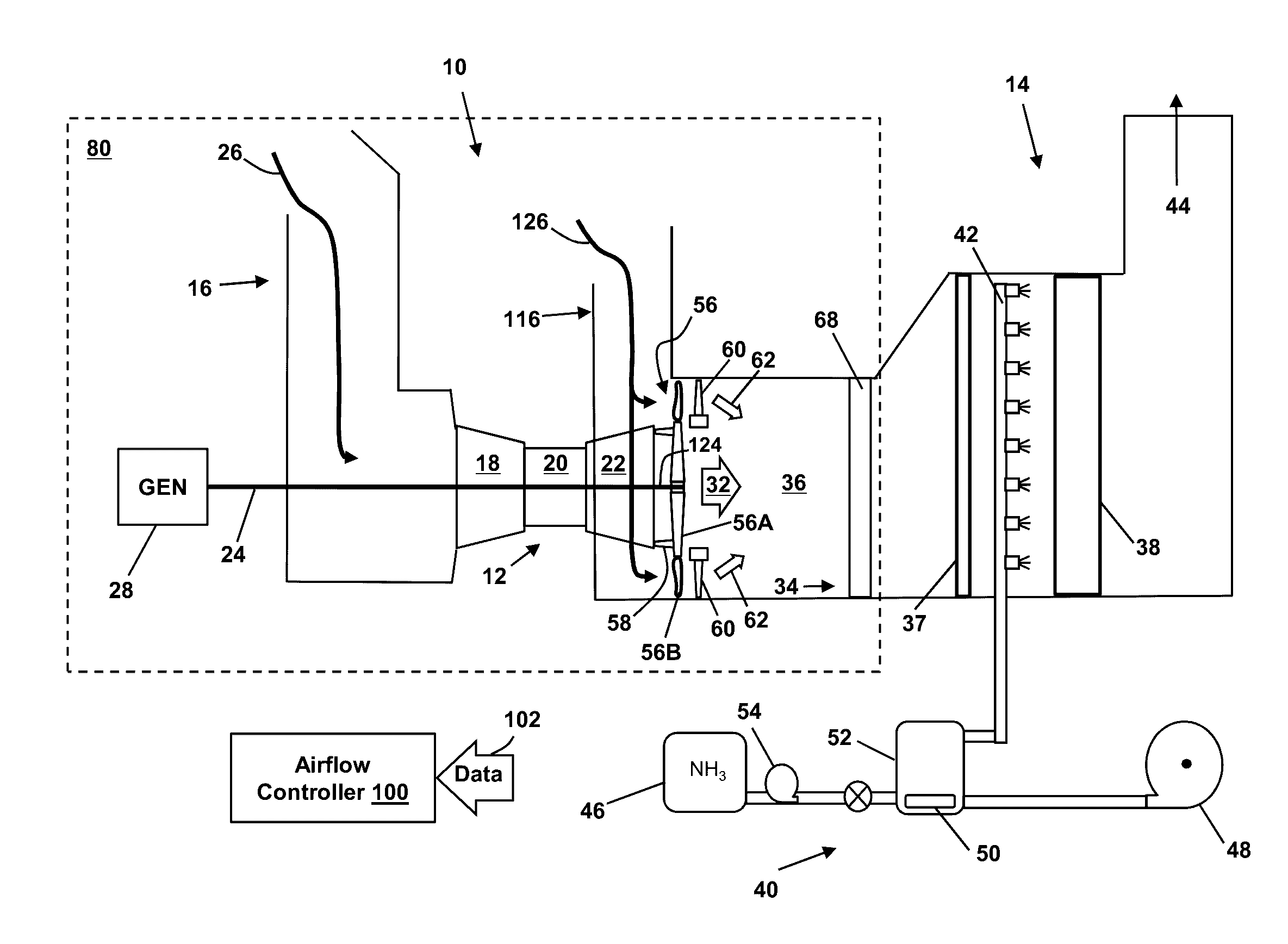 Power generation system exhaust cooling