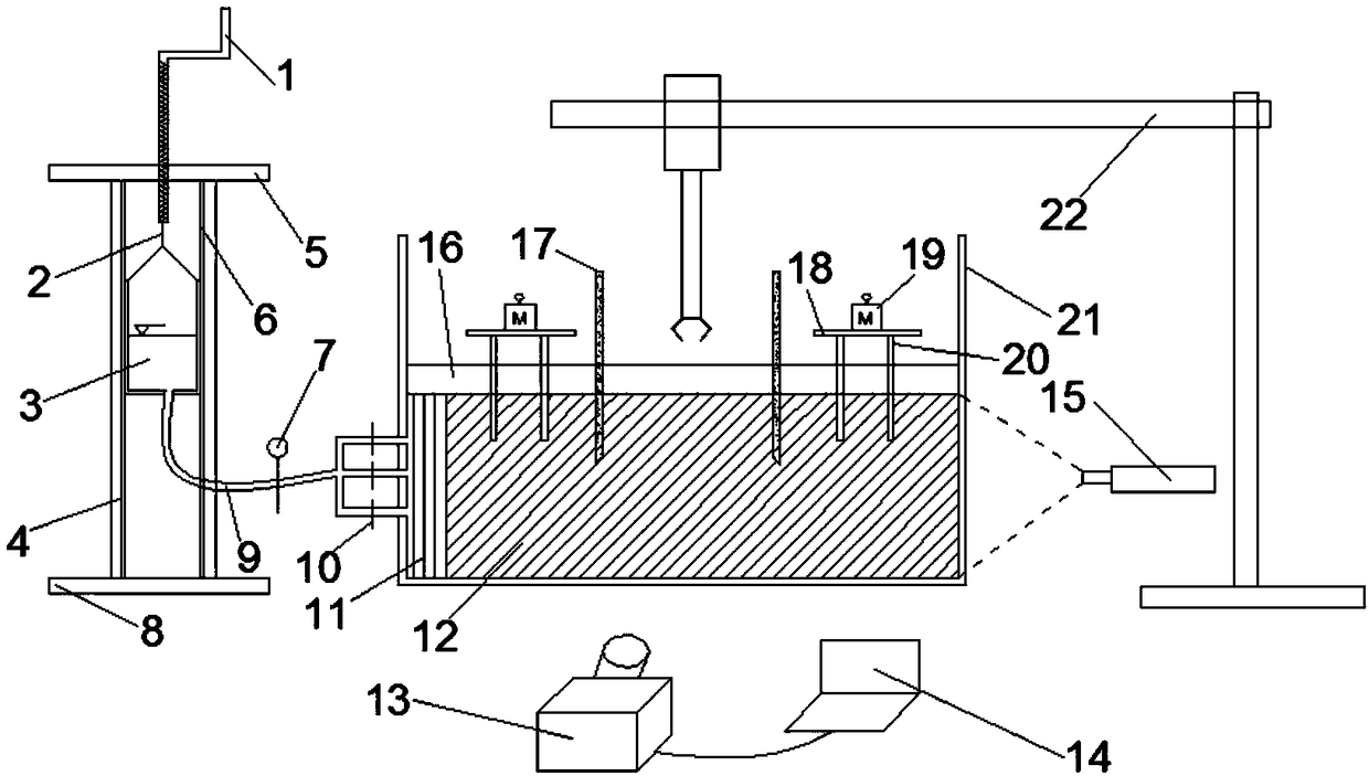 Visualization testing device for simulating soil body displacement of underwater open caisson construction and method